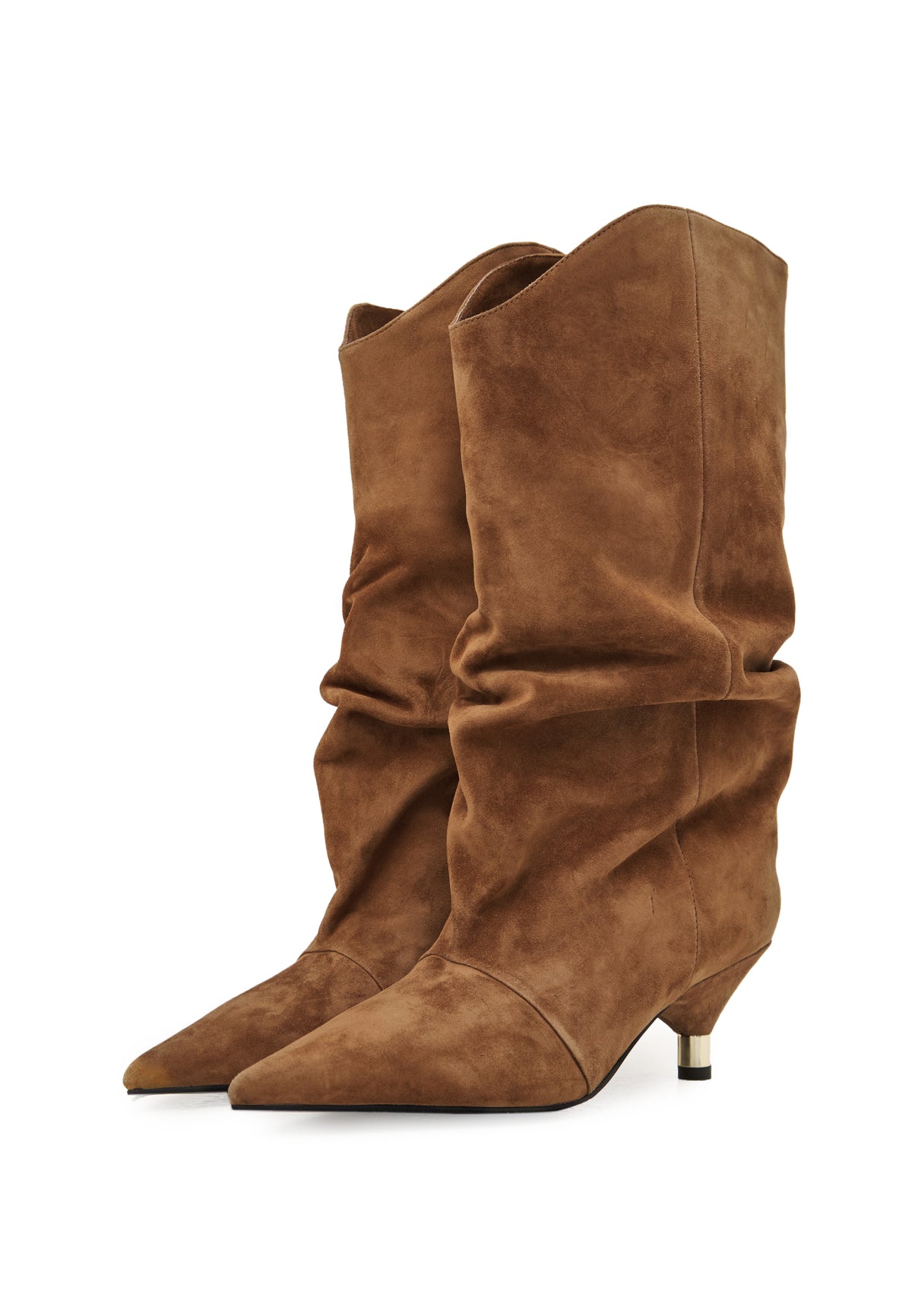 Botki na obcasie typu kitten heel – Brązowe