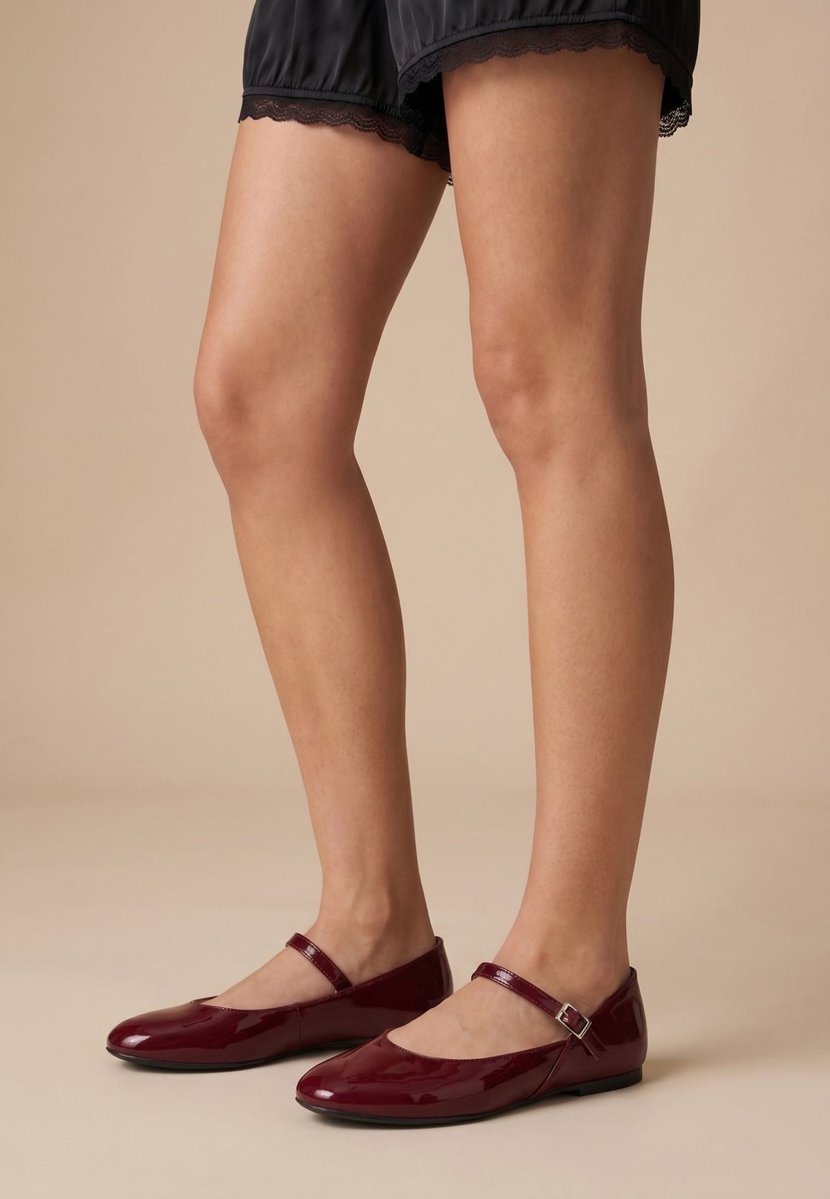 Patent Mary Jane Flats - Bordeaux