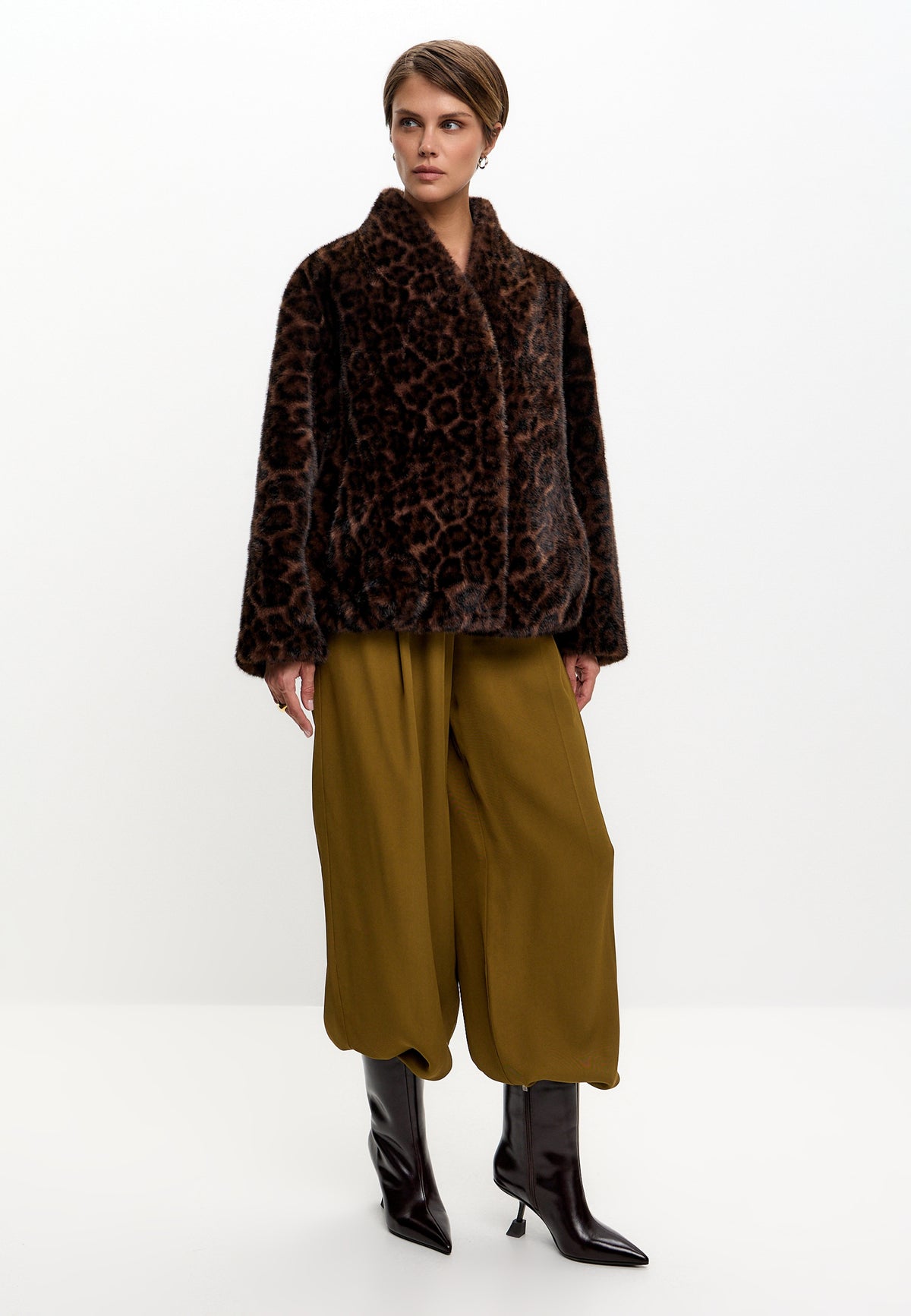 Giacca Halo in pelliccia sintetica – Leopardo
