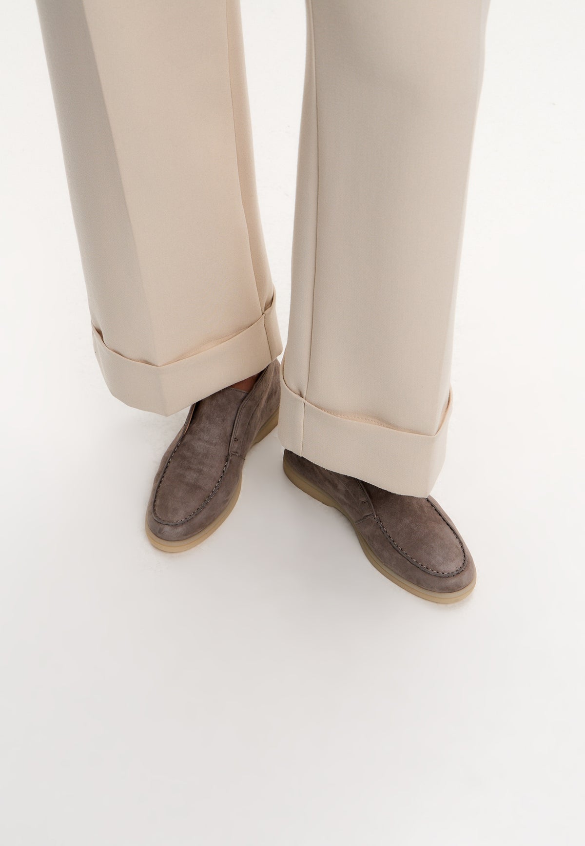 Wool Step High Loafer aus Wolle – Dunkelbeige