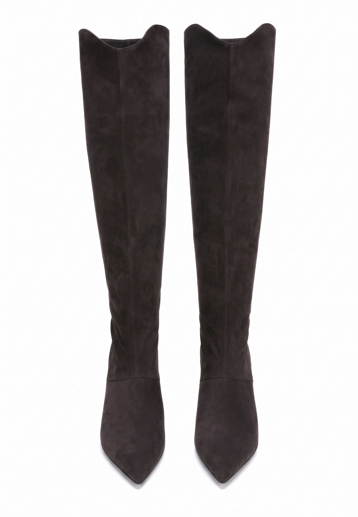 Kniehohe Stiefel aus Veloursleder mit spitzer Kappe
