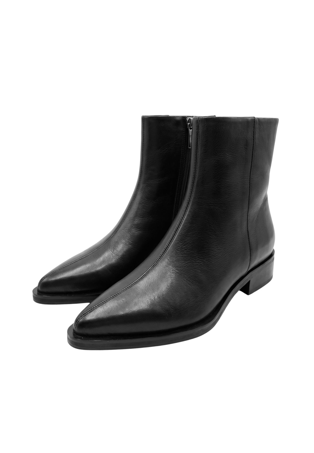 Gefütterte Leder-Stiefeletten Skal – Schwarz
