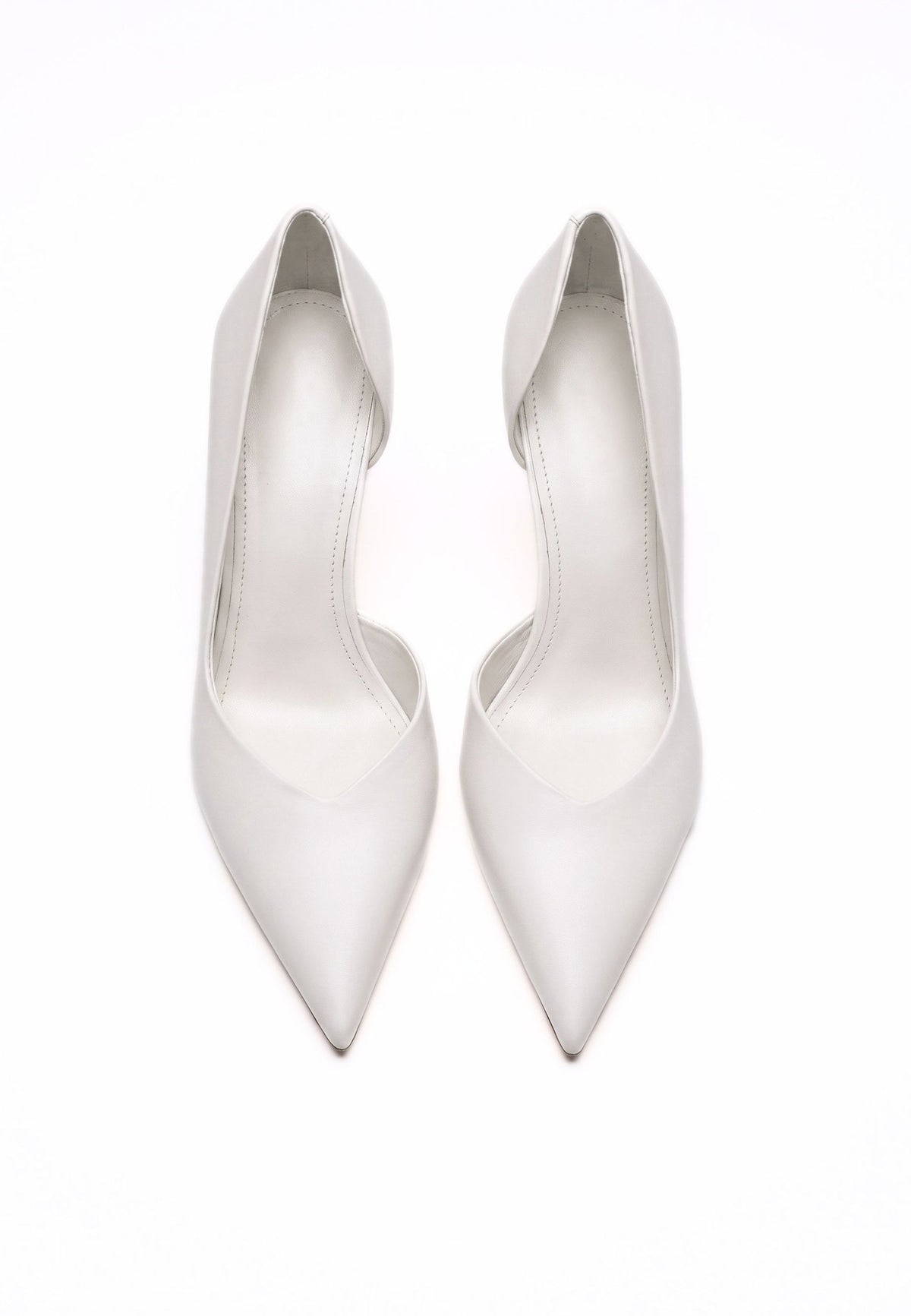 Leather Pointed Pumps - White