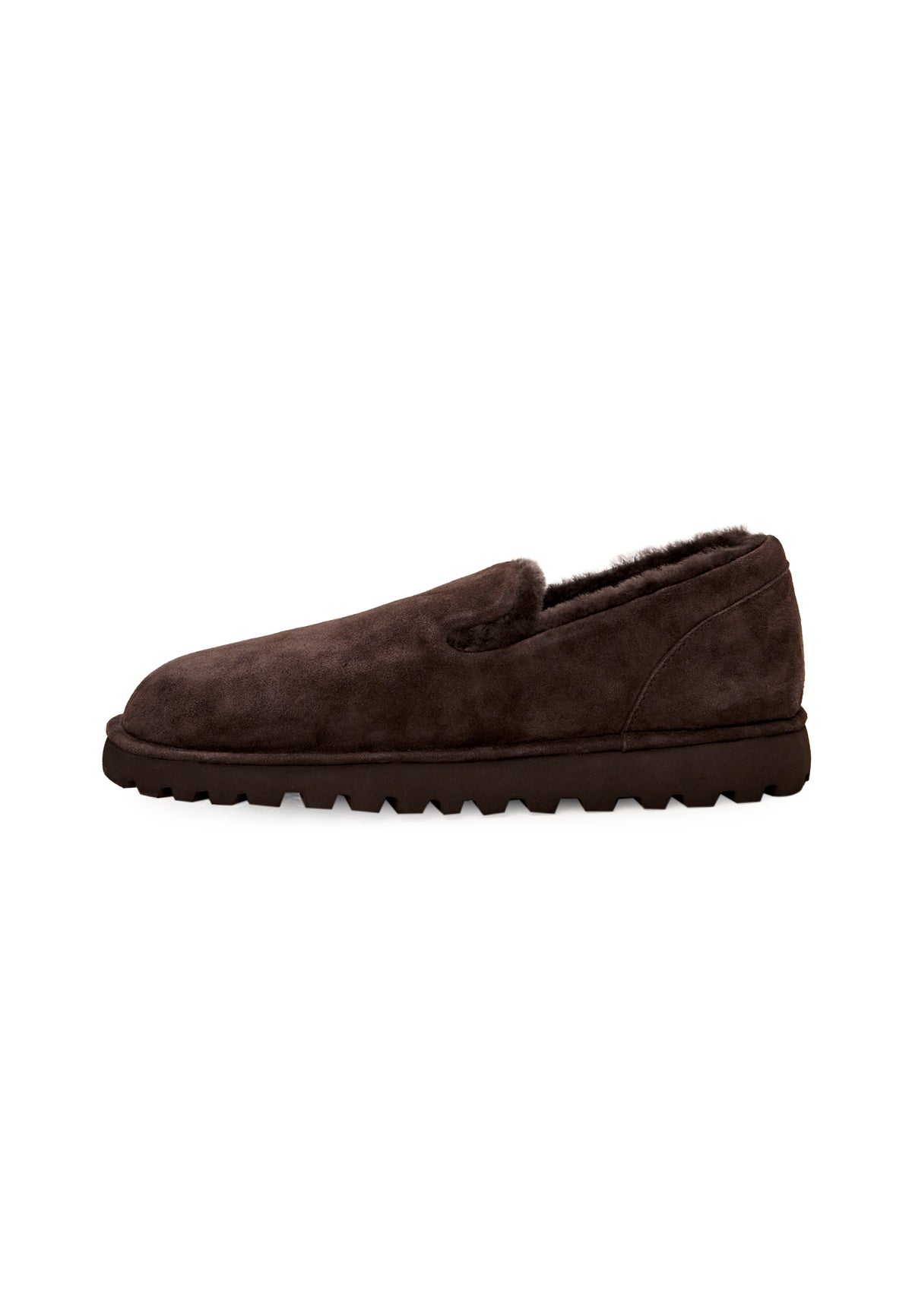 Slip-on loafers i mocka med fårskinnsfoder – Brun