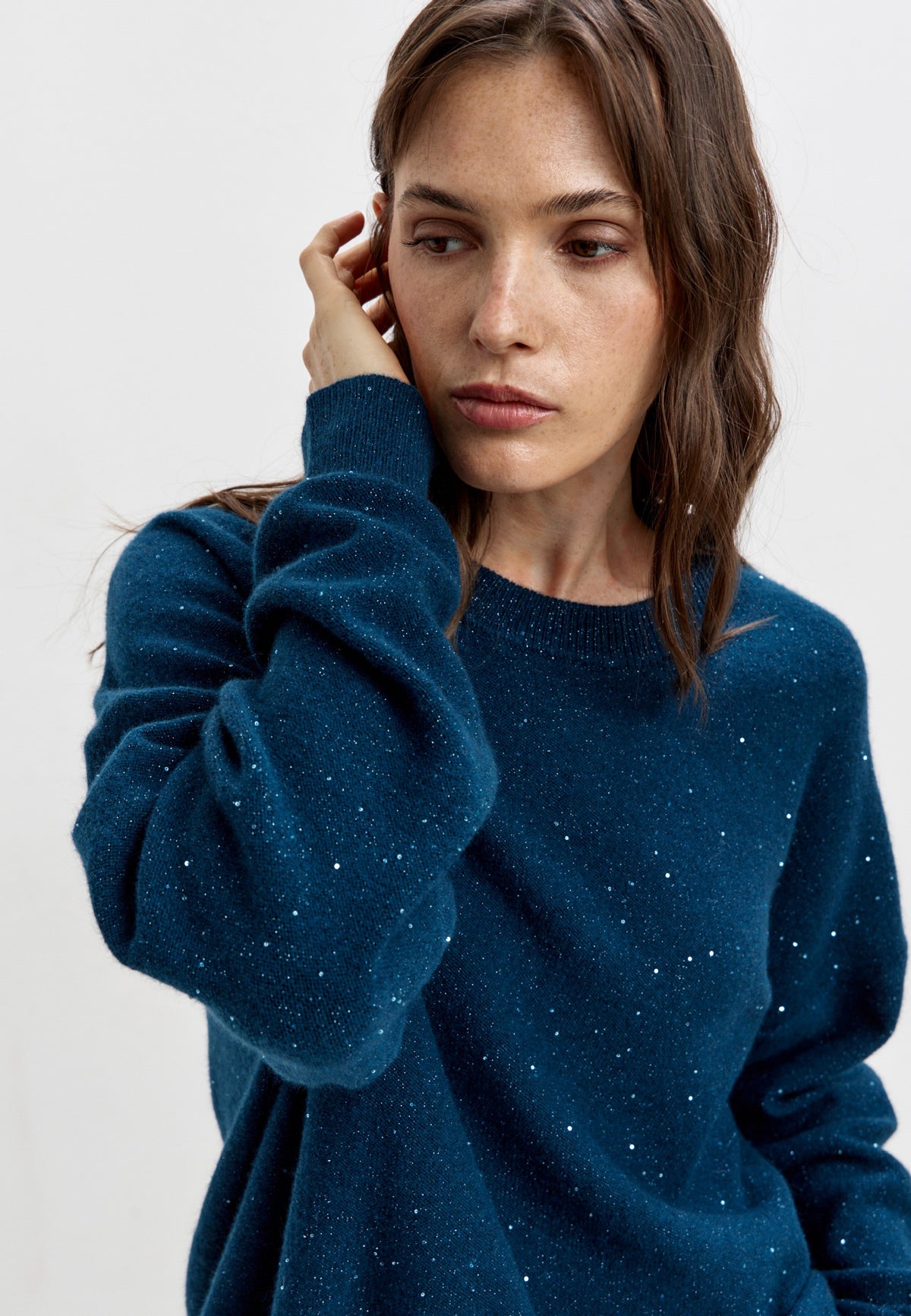 Cardigan em lã merino – Azul