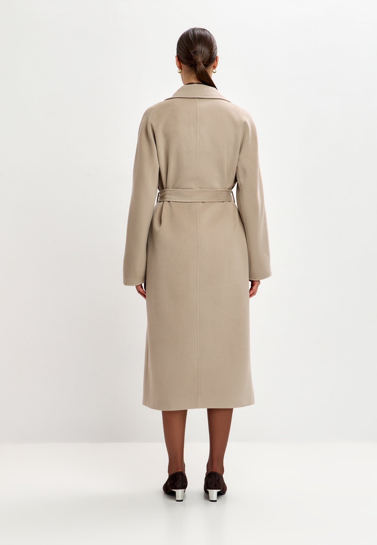 Belted Double-Breasted Coat - Milky