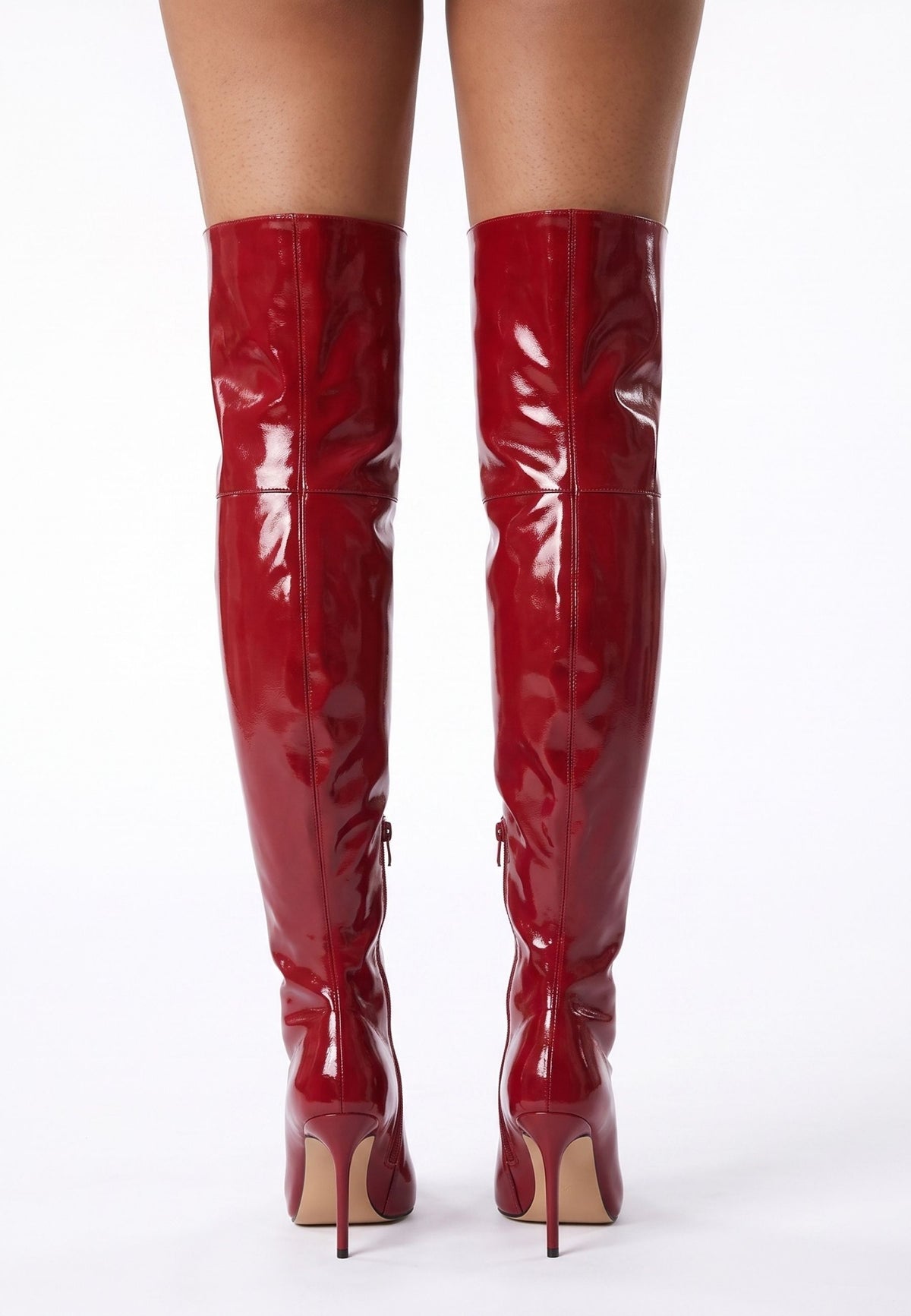 Botas altas de tacón stiletto Sleek – Rojo