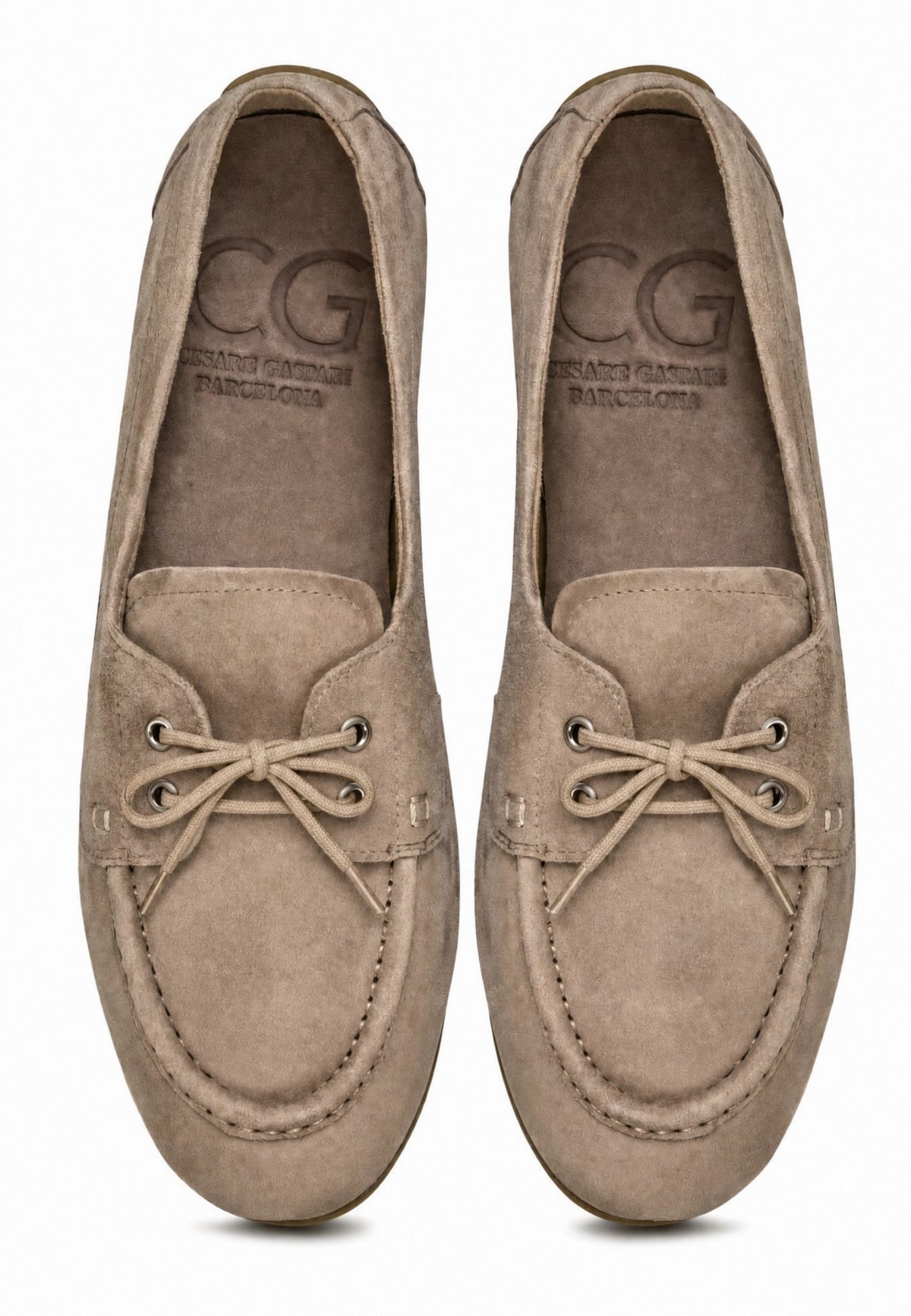 Snörade loafers i mocka – Beige