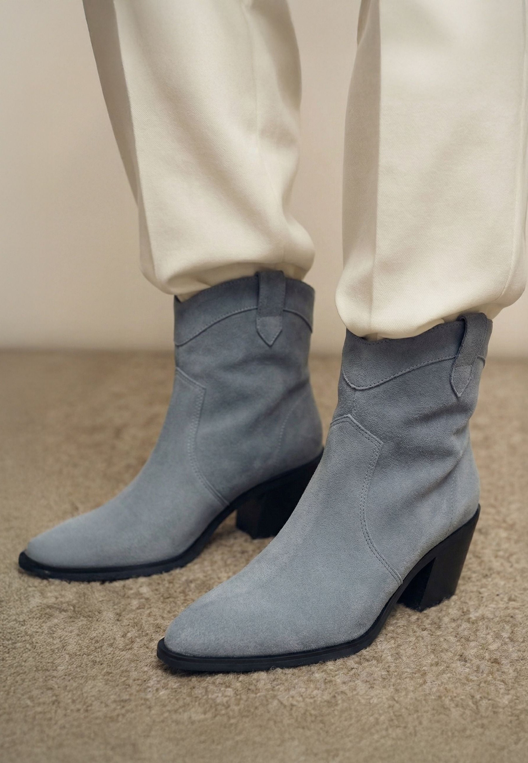 Botas vaqueras con tacón en bloque Lucia - Azul