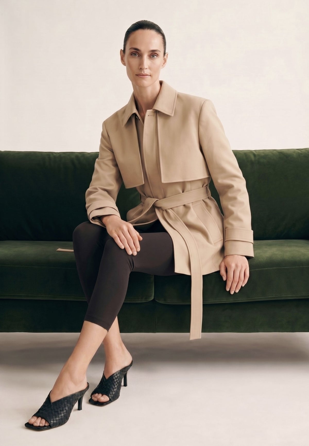 Woven Leather Mules with Kitten Heels