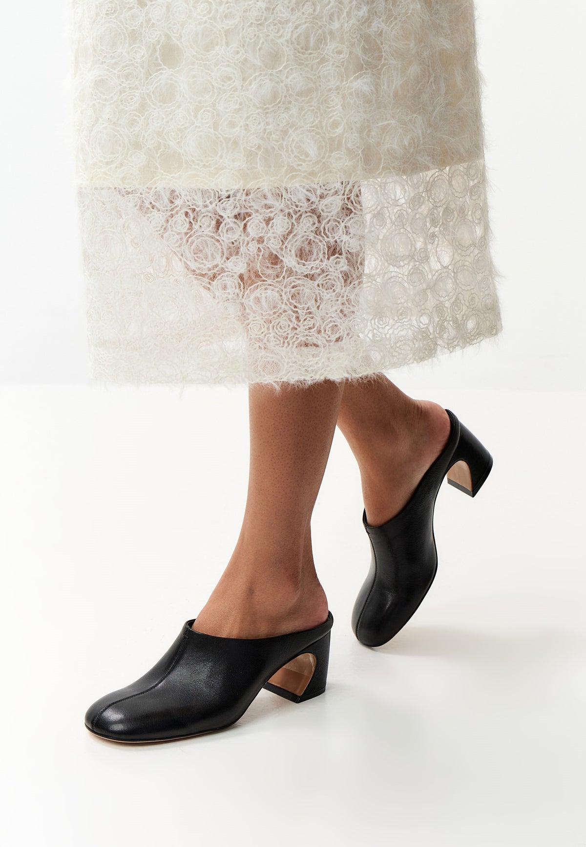 Escarpins mules en cuir – Noir