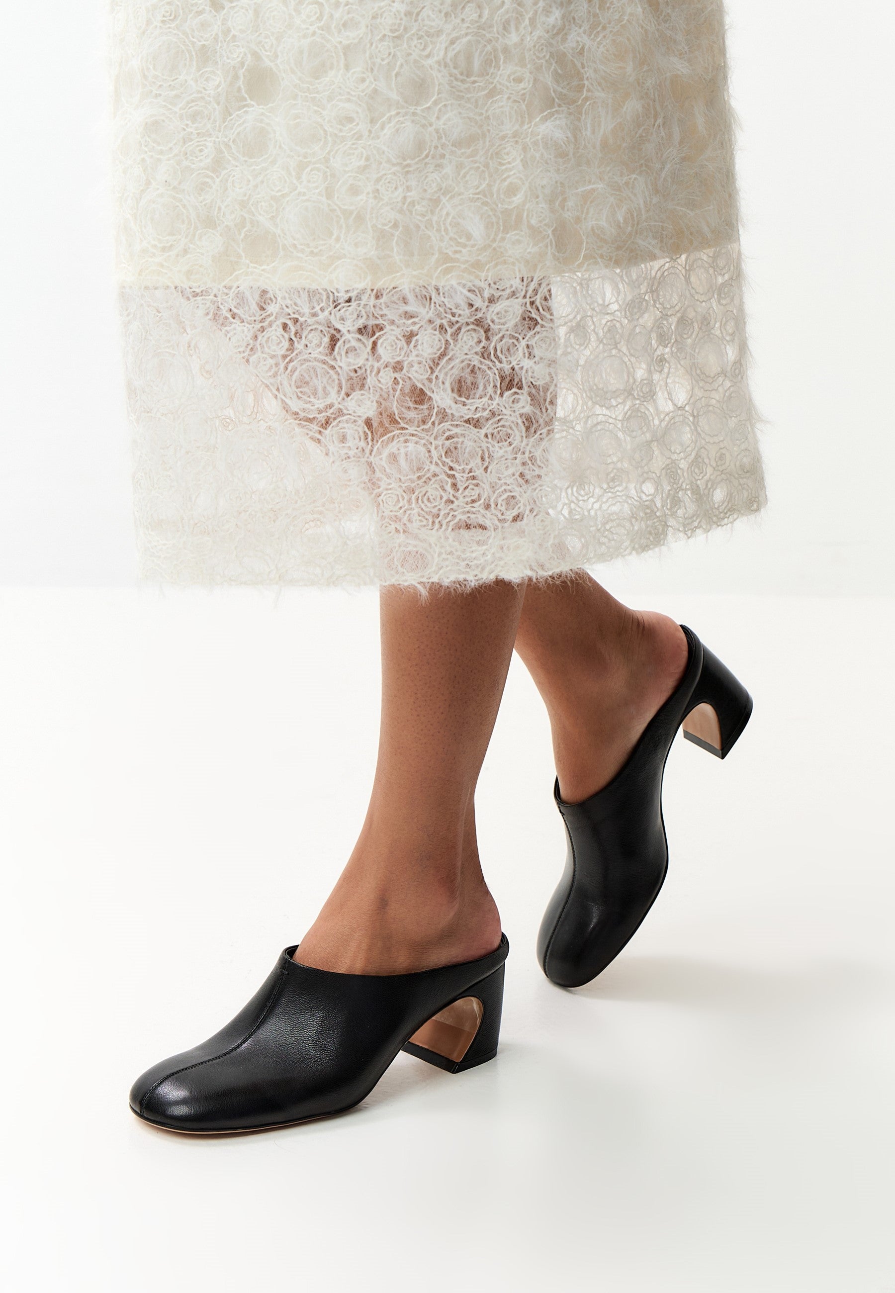 Leather Mule Pumps – Black