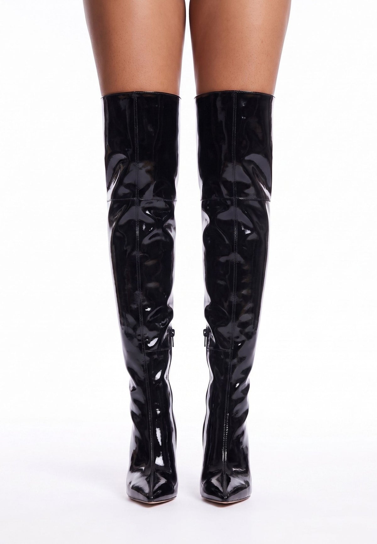 Botas altas Sleek con tacón stiletto – Negro