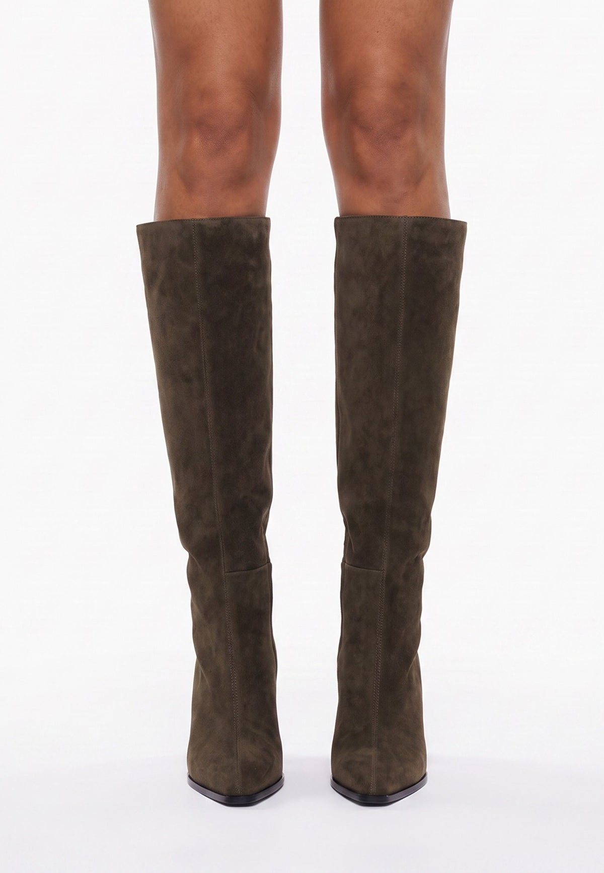 Over-the-Knee Block Heel Boots - Suede Brown