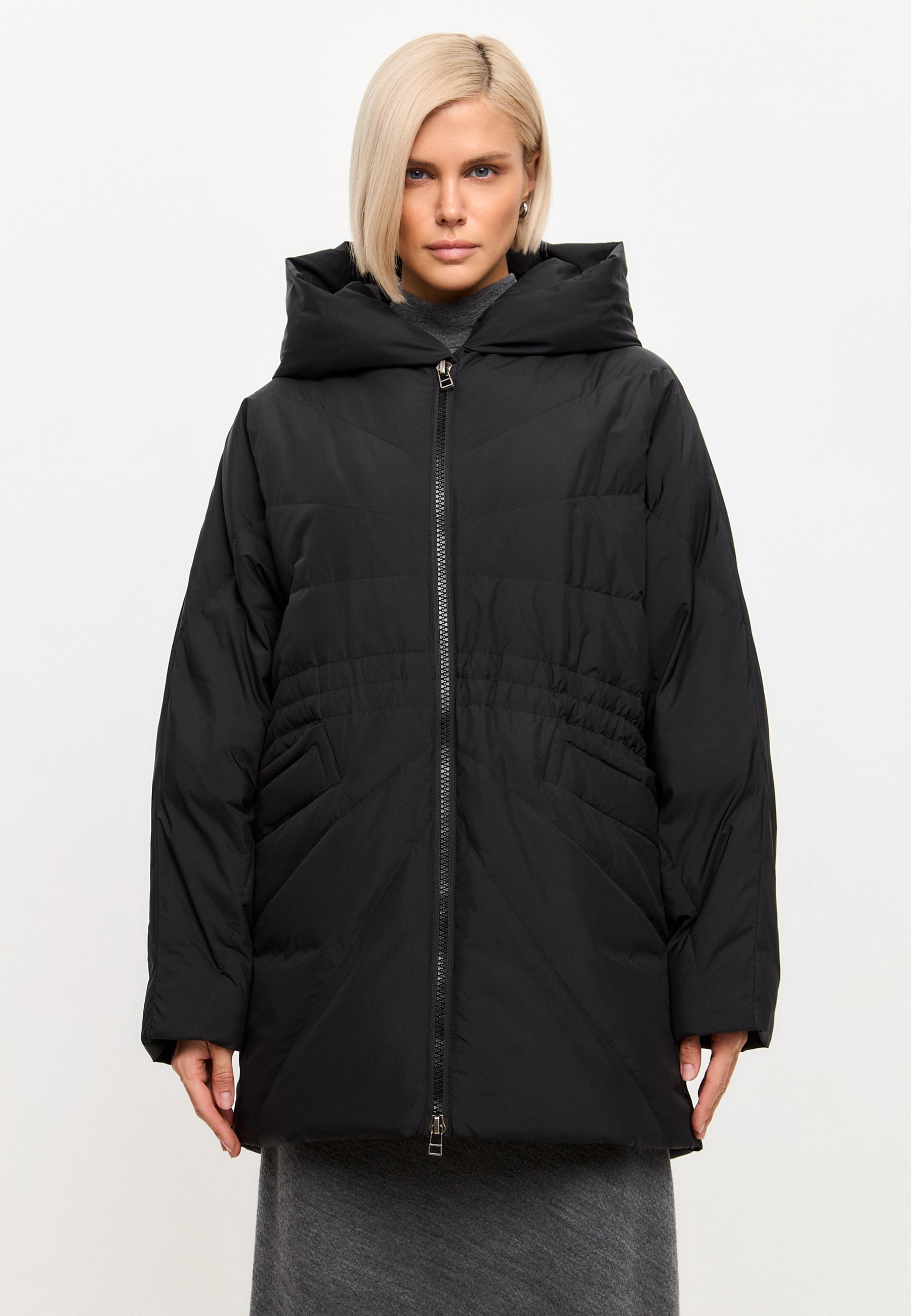 Hooded Quilted Jacket - Black