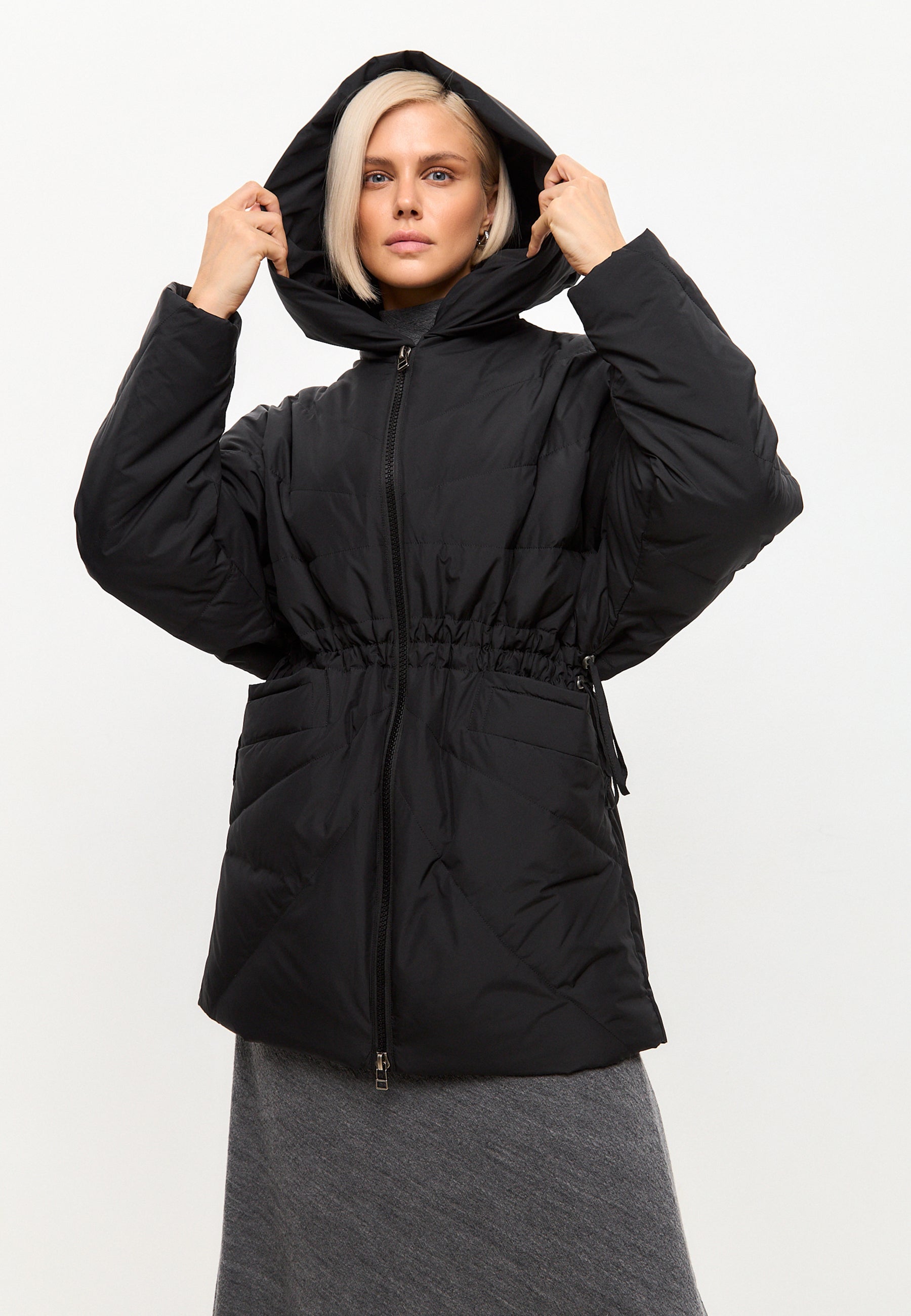 Hooded Quilted Jacket - Black