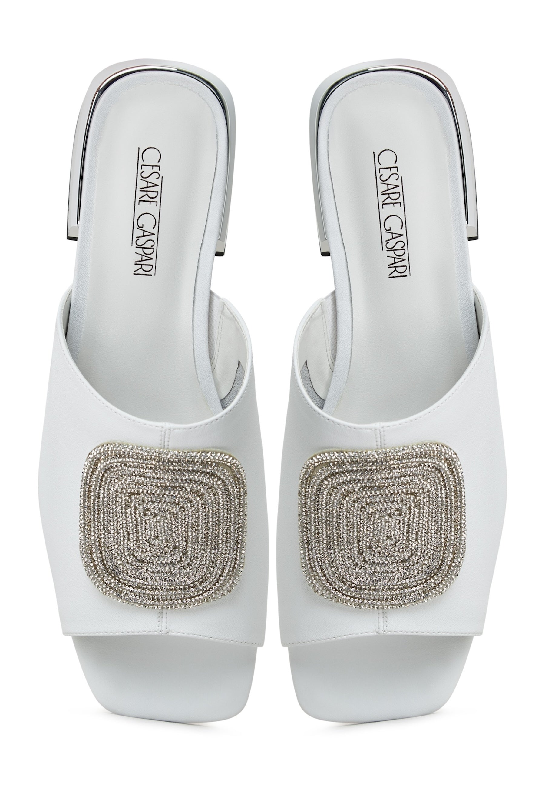 Block Heeled Slippers Beatriz -White