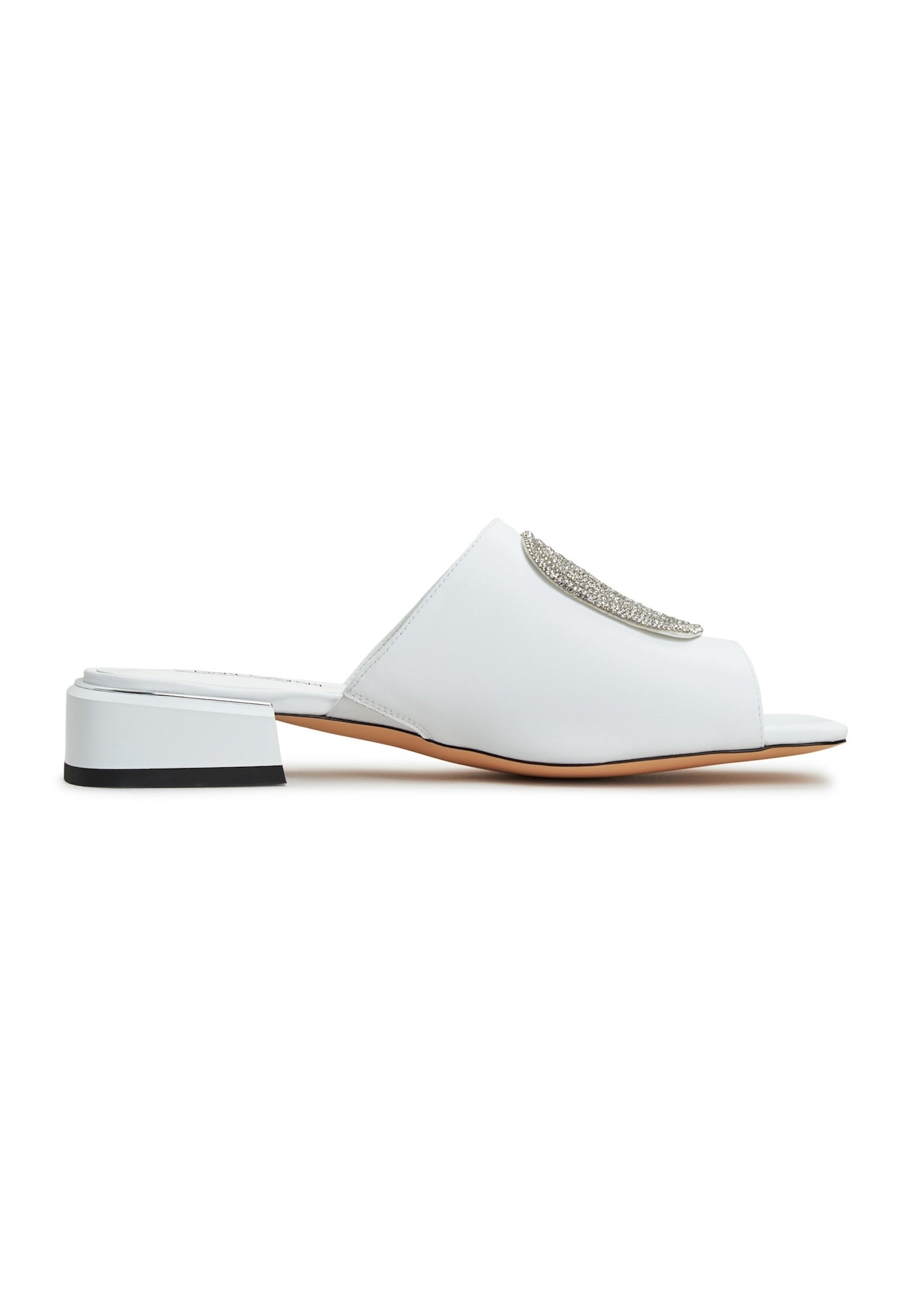 Block Heeled Slippers Beatriz -White