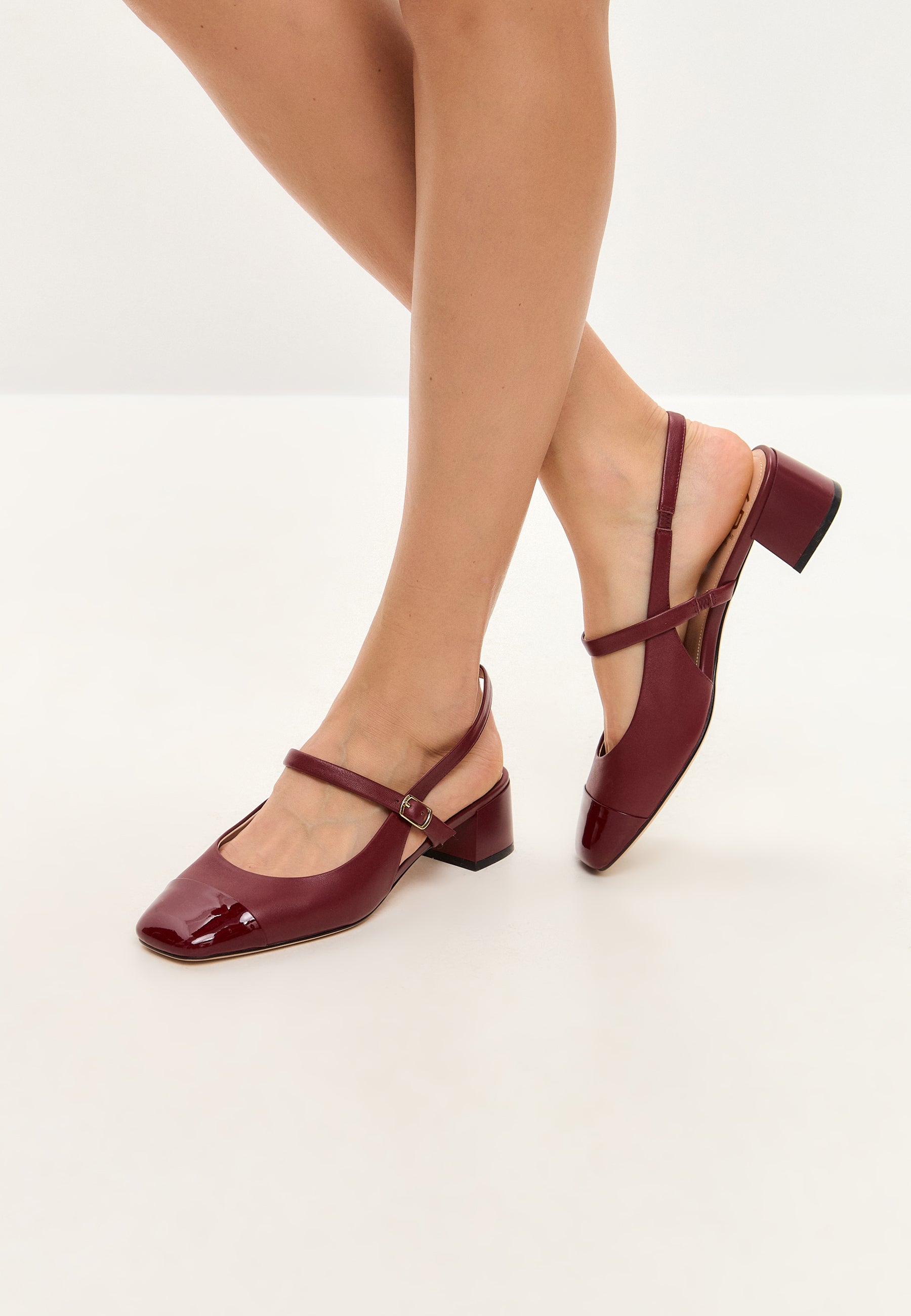 Slingback Block Heels Pumps Marisol - Bordeaux