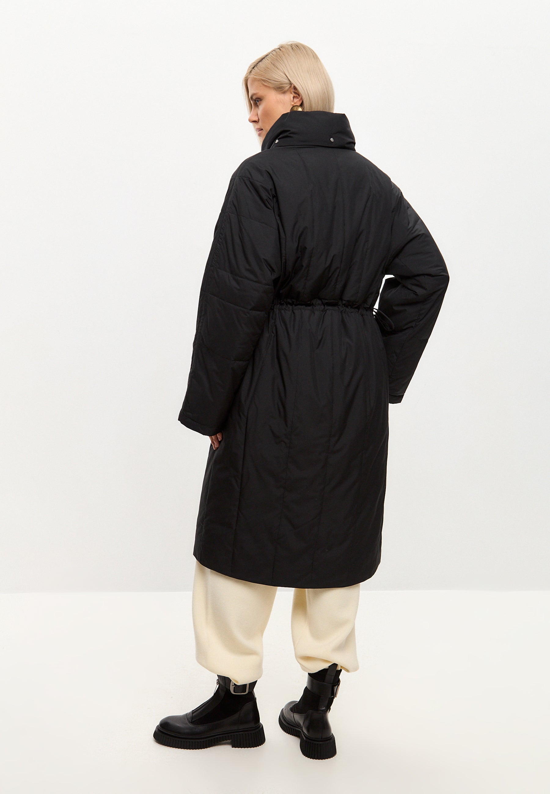 Long Quilted Coat - Black