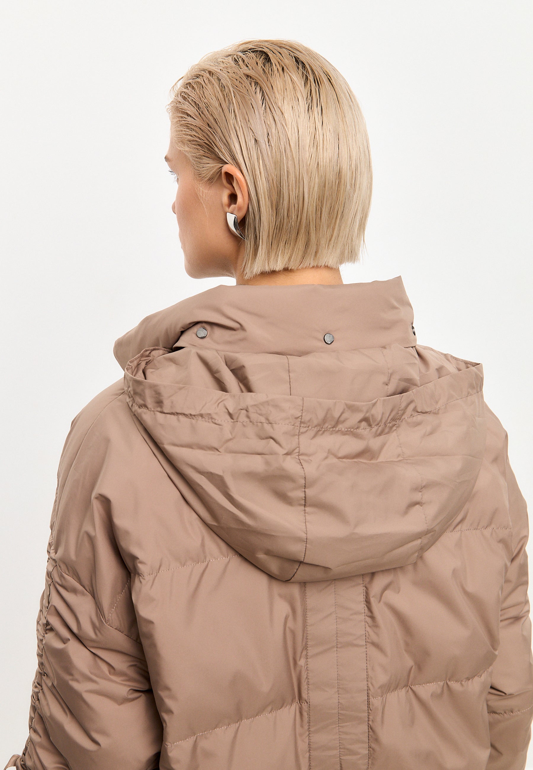 Oversized Quilted Puffer Jacket - Beige