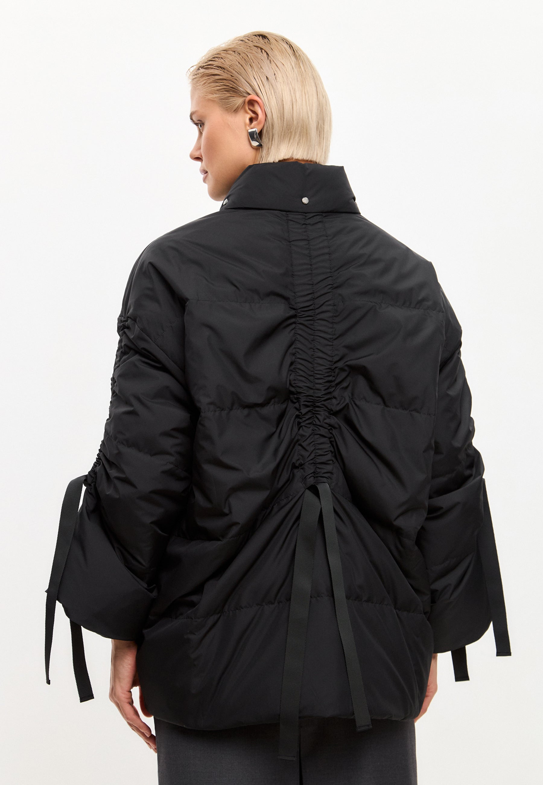 Oversized Quilted Puffer Jacket - Black