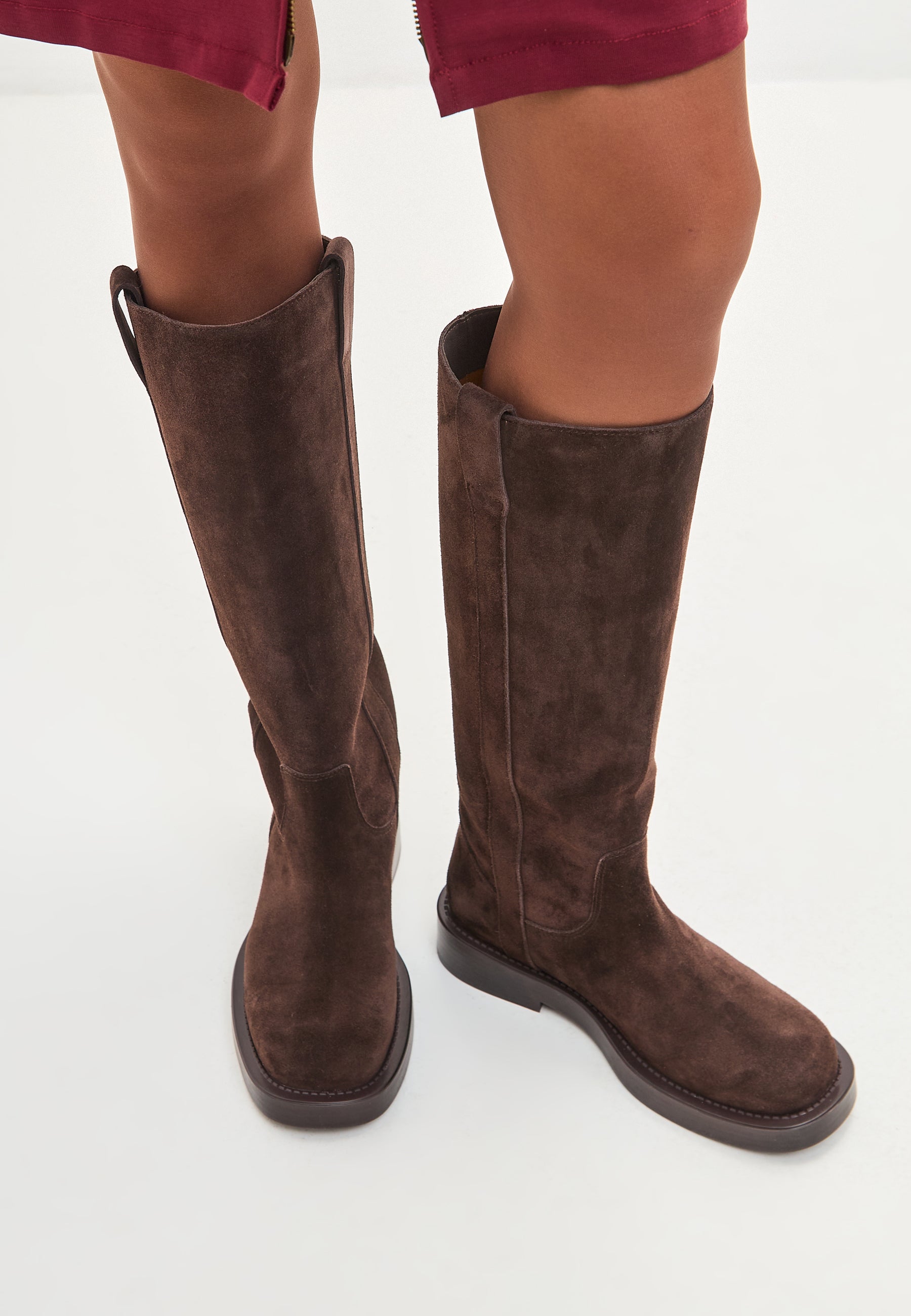 Classic Leather Knee-High Boots Ari - Brown