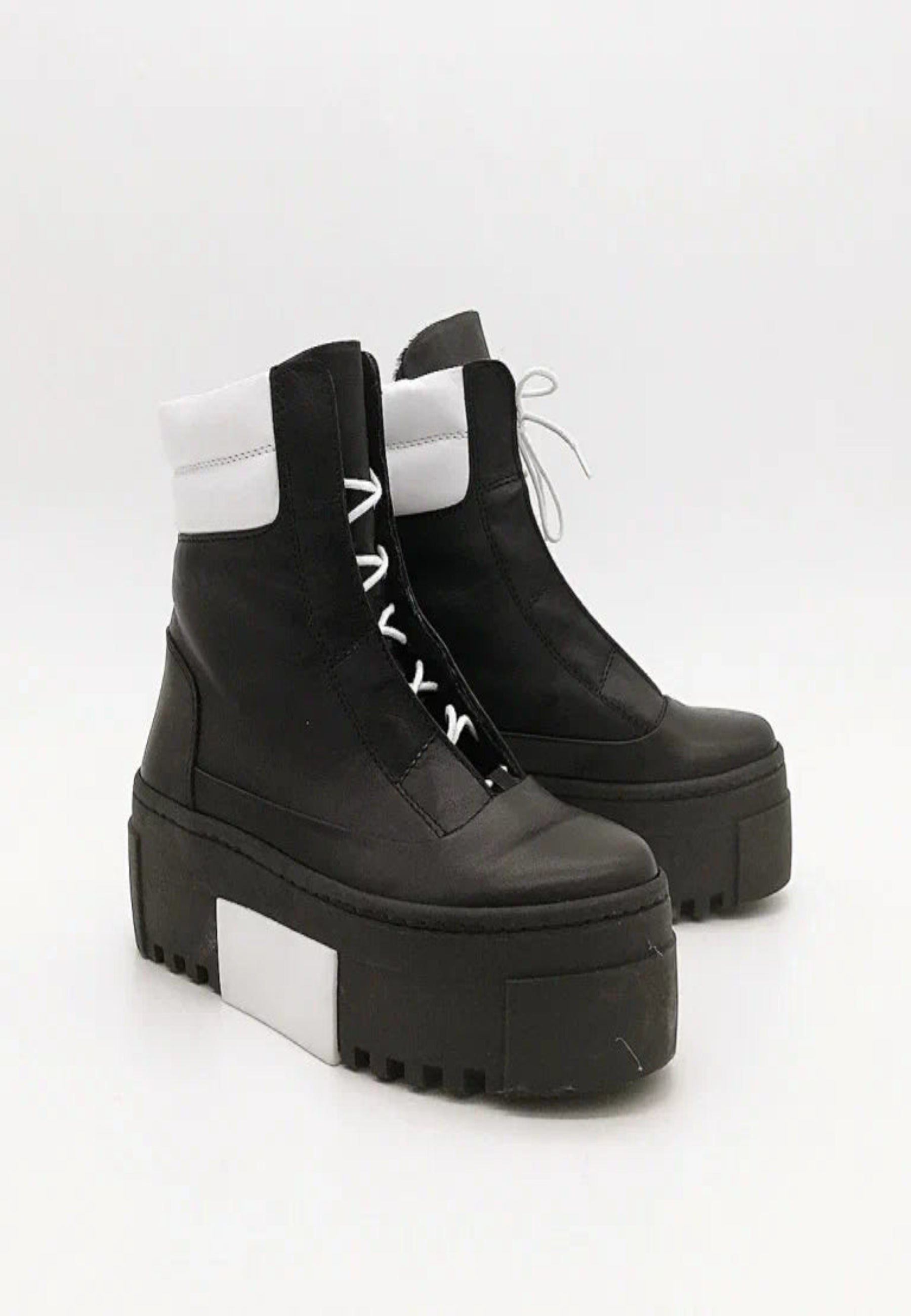 Two-Tone Platform Ankle Boots