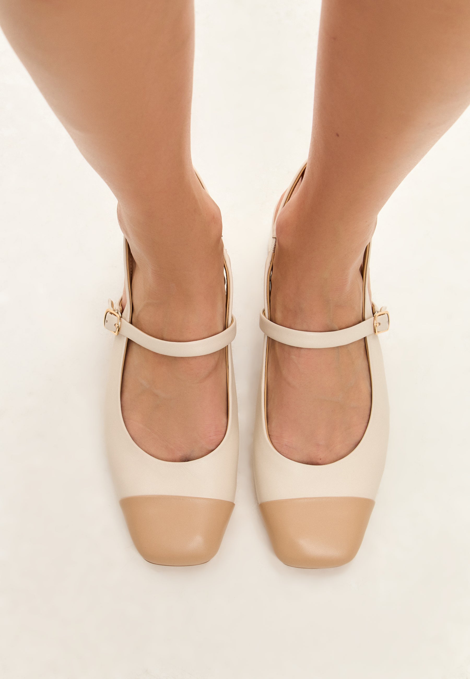 Slingback Block Heels Pumps Marisol - Light Beige