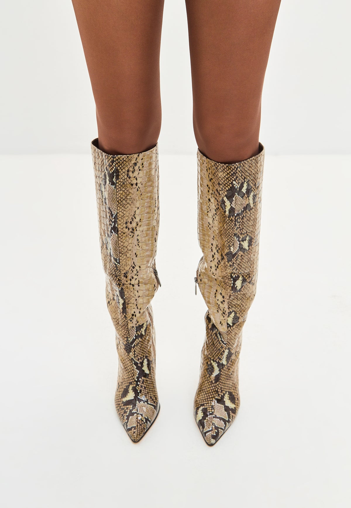 Bold Snake Print Knee-High Boots
