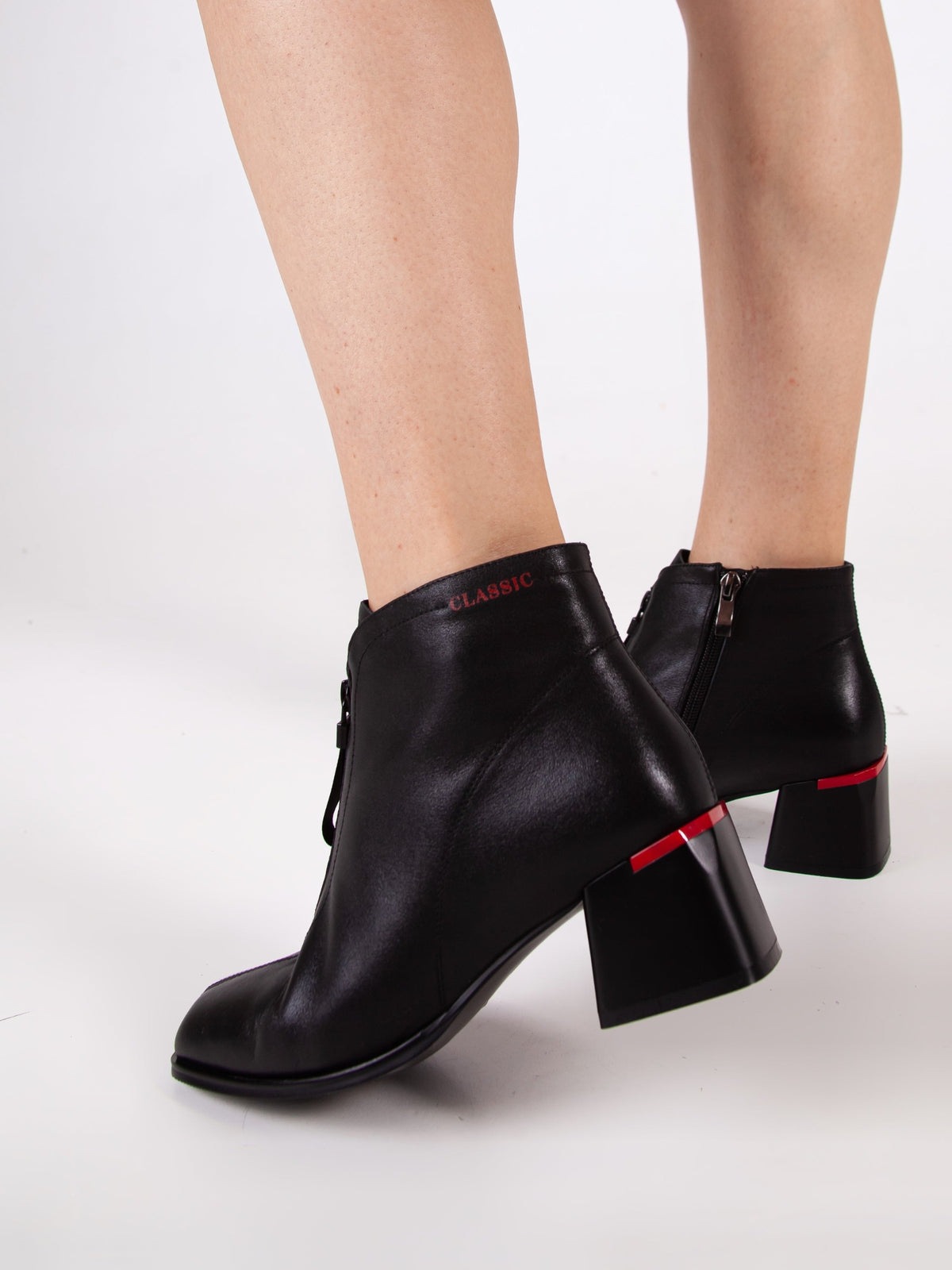 Zipper Edge Mid-Heel Boots