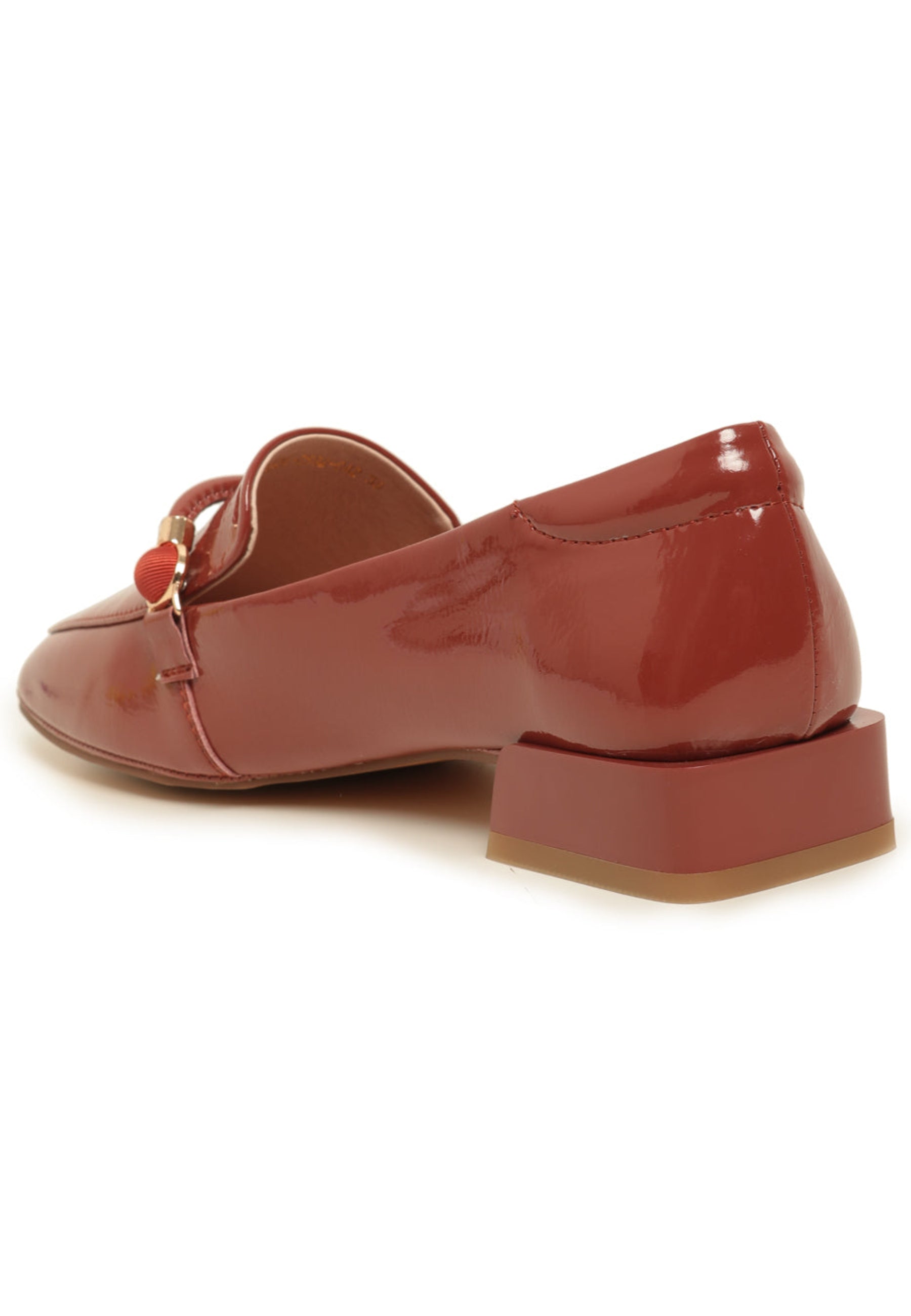 Patent Leather Loafers with Metallic Accents - Orange