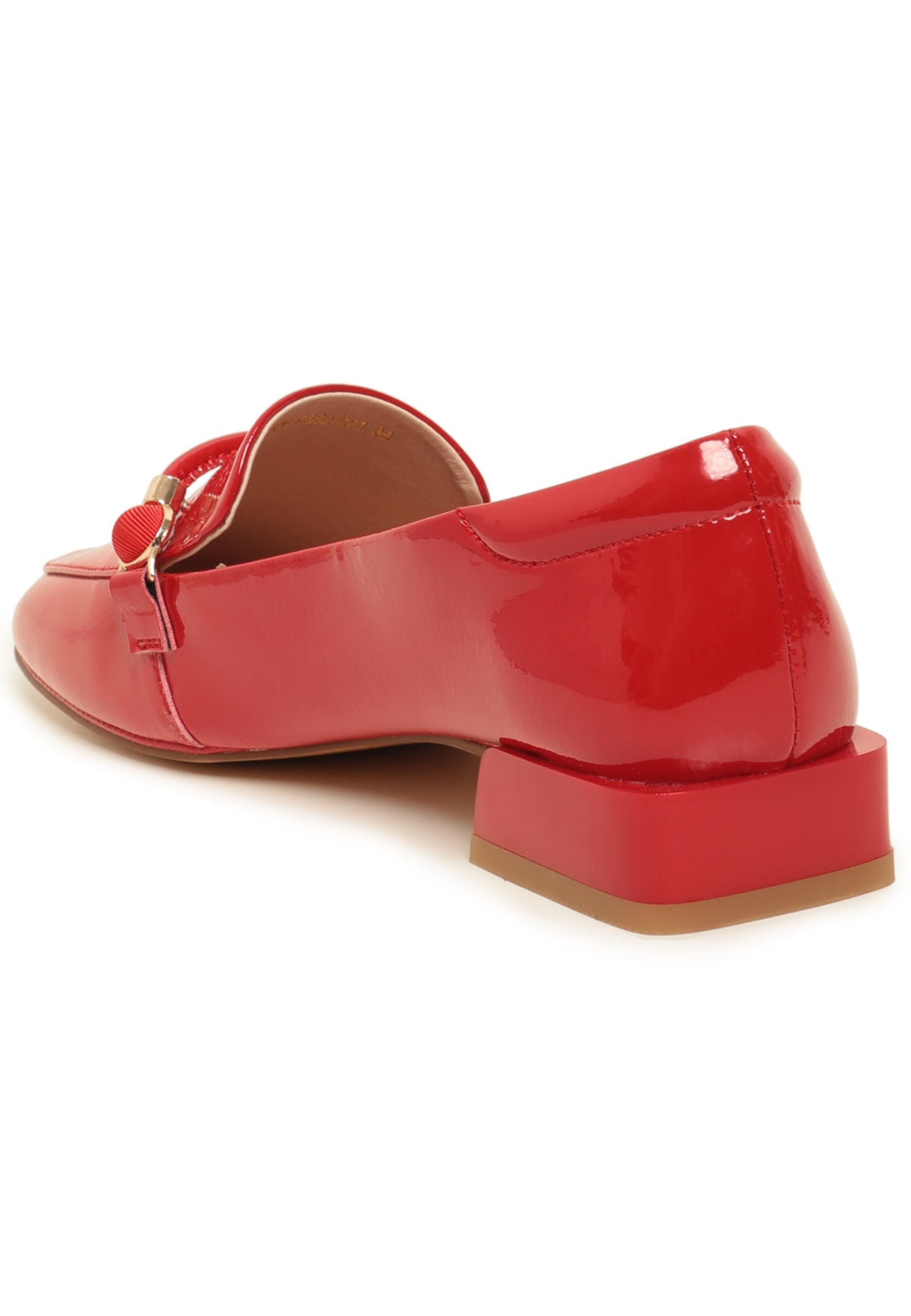 Patent Leather Loafers with Metallic Accents - Red