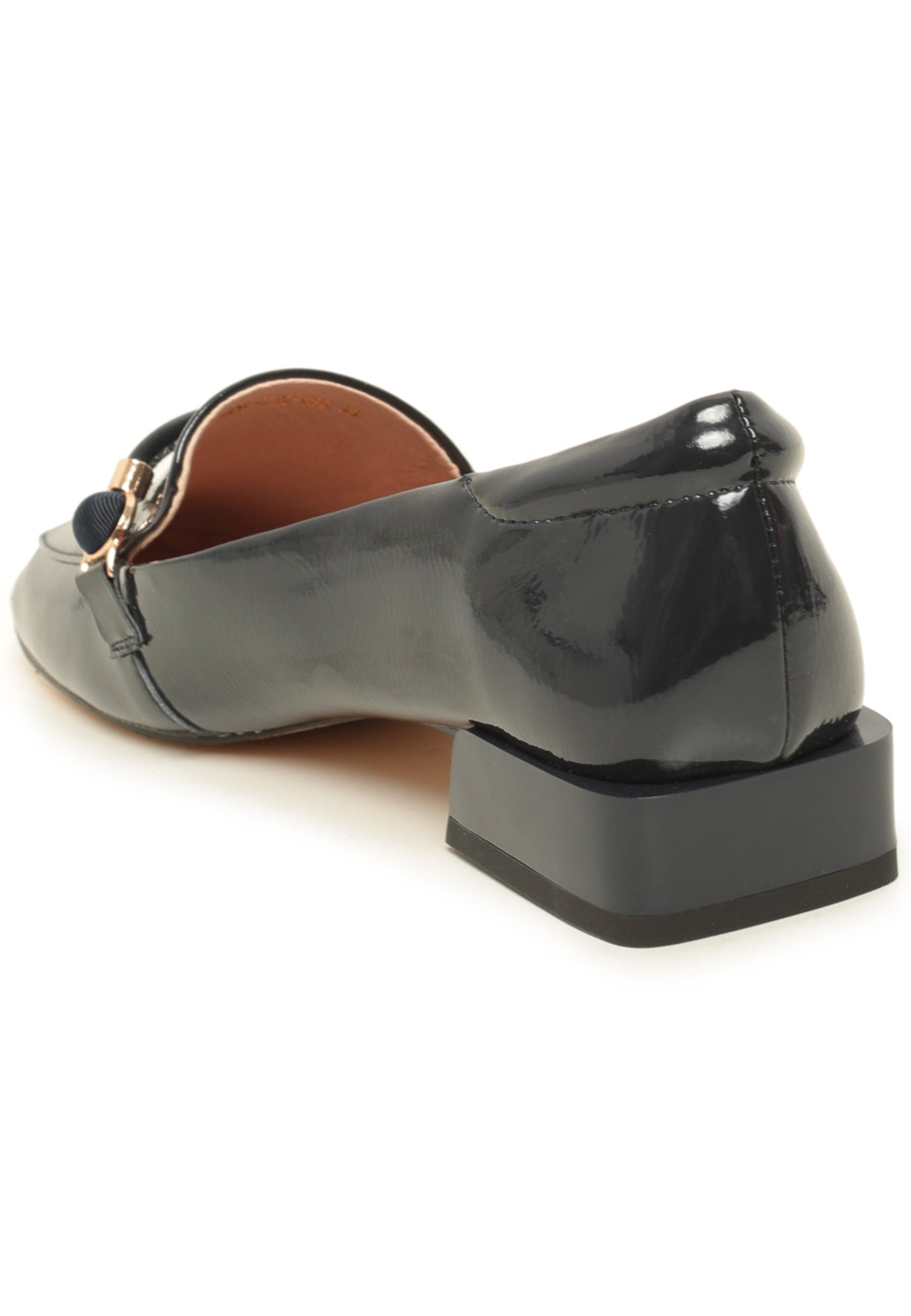 Patent Leather Loafers with Metallic Accents - Black