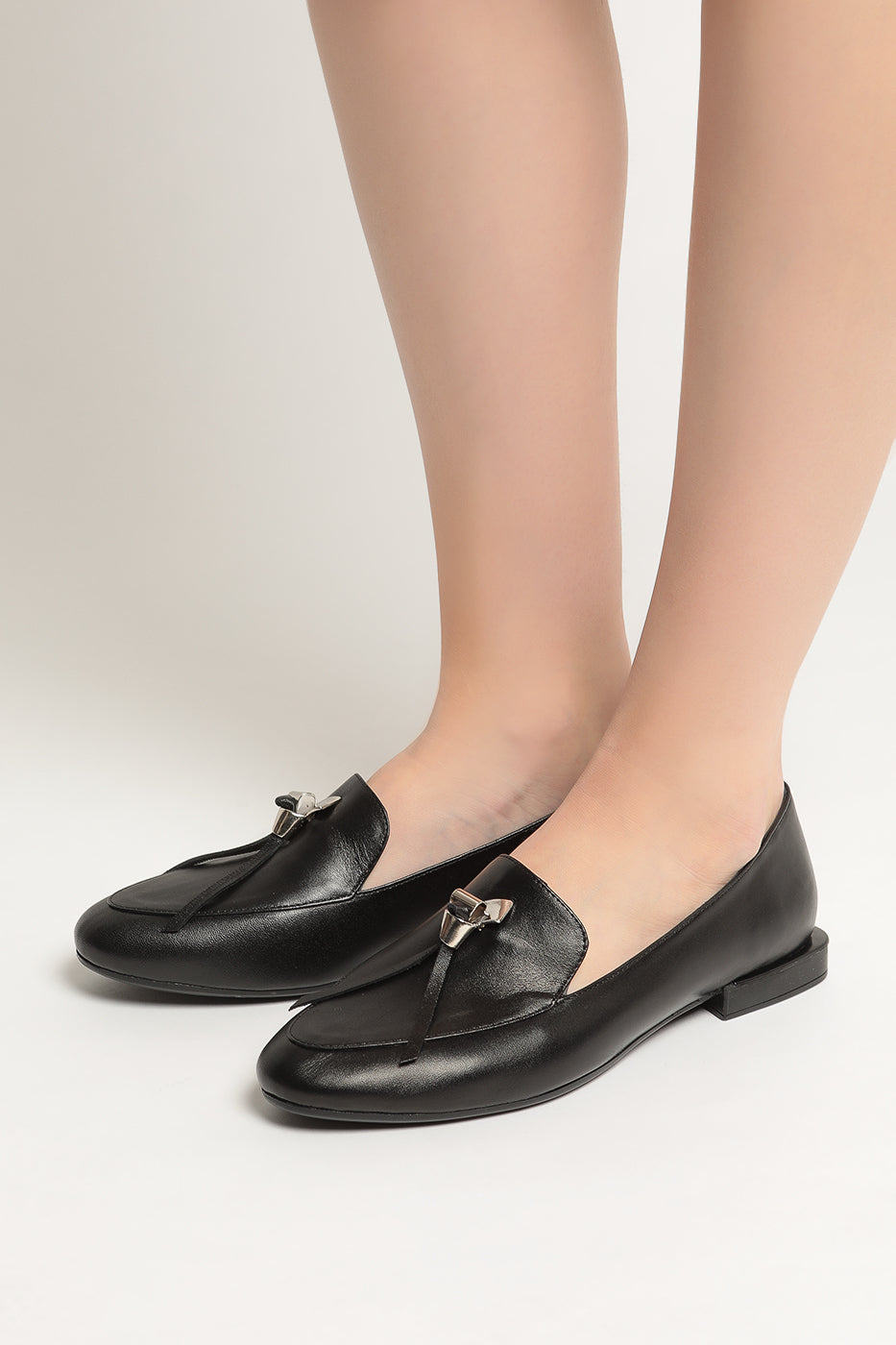 Metal Accent Loafers - Black