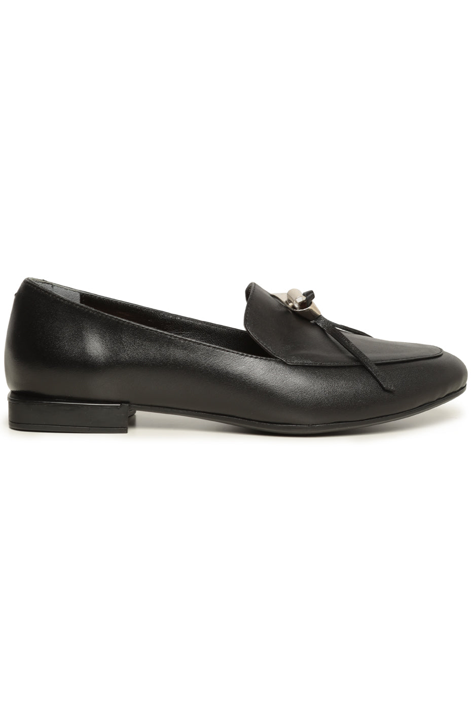 Metal Accent Loafers - Black