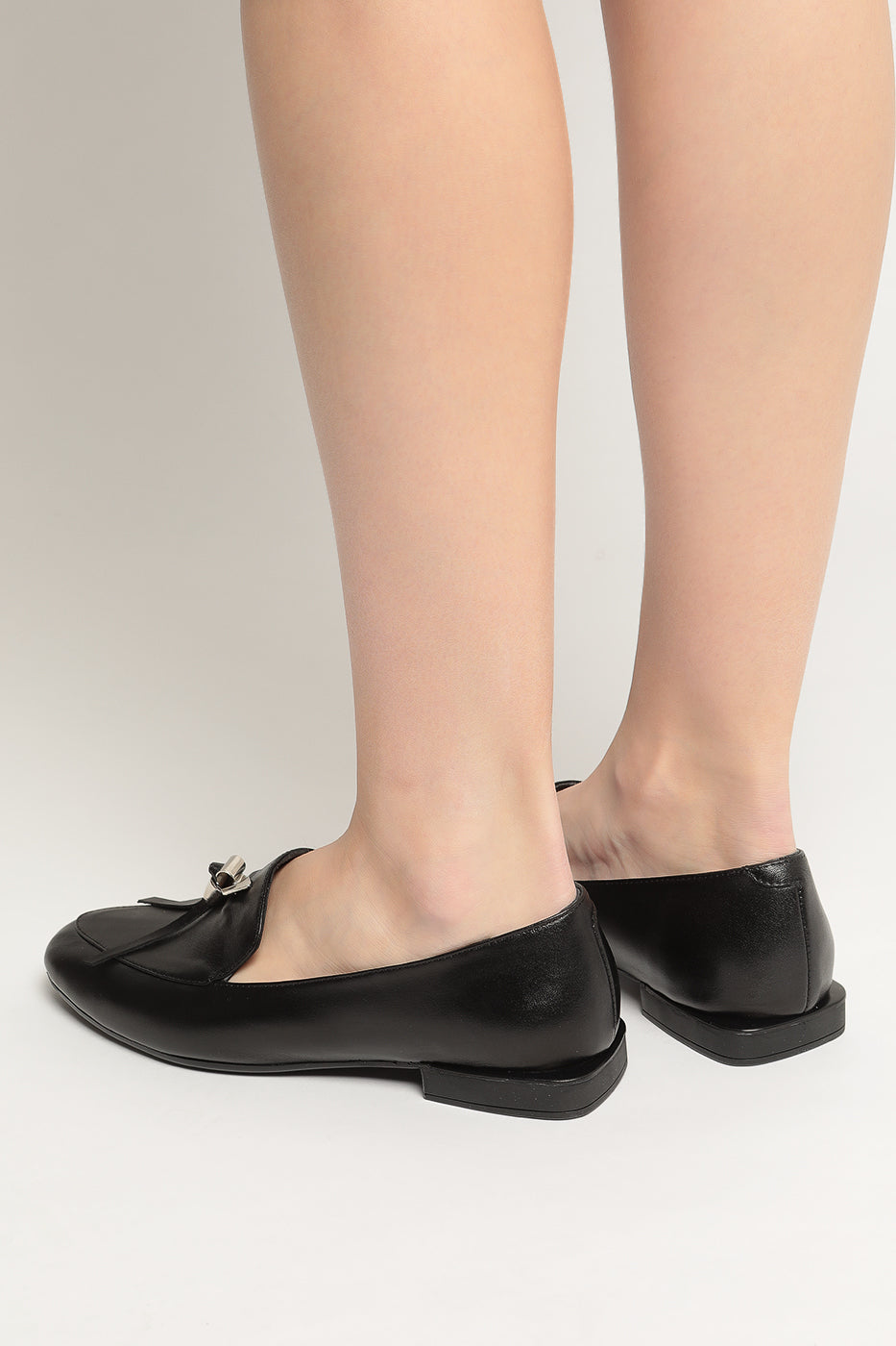 Metal Accent Loafers - Black