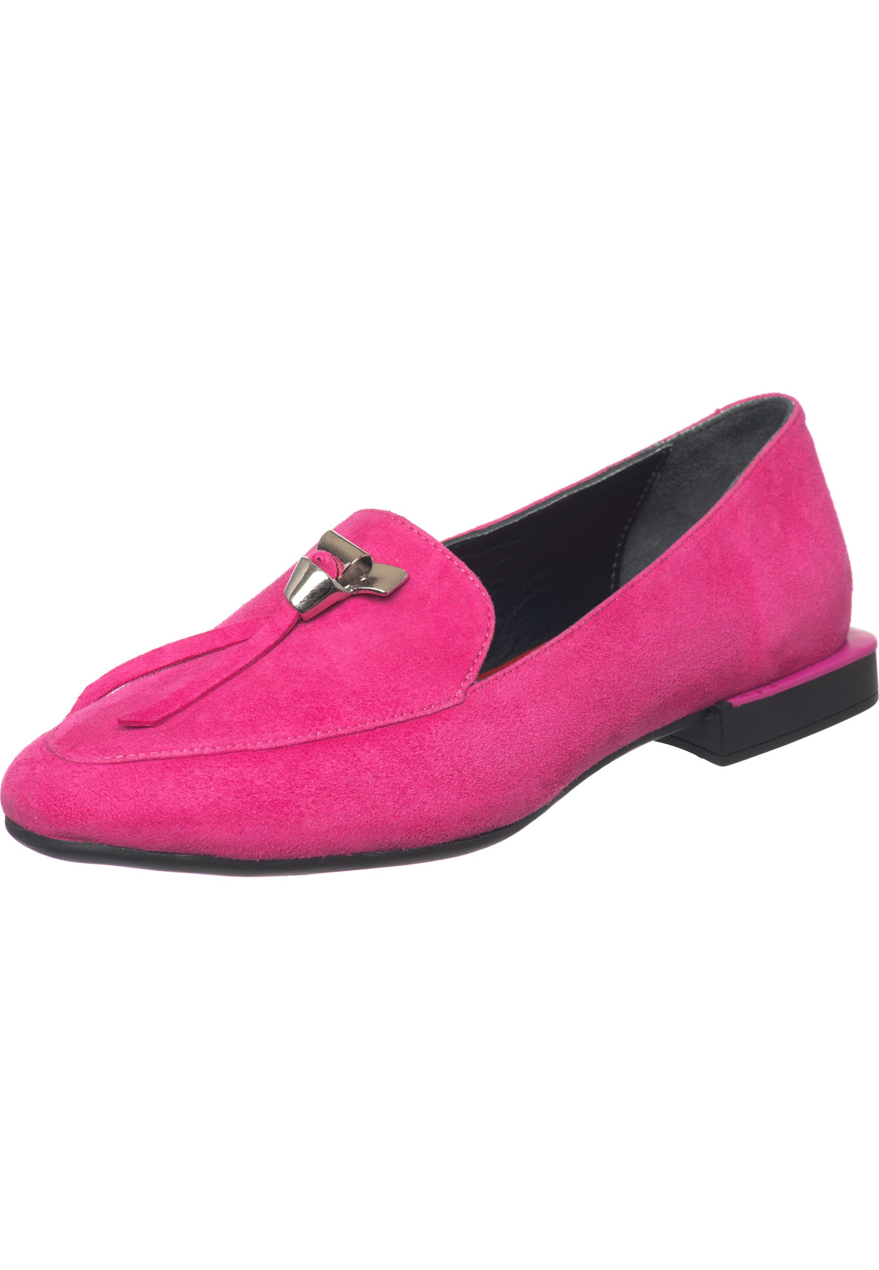 Metal Accent Loafers - Fuchsia