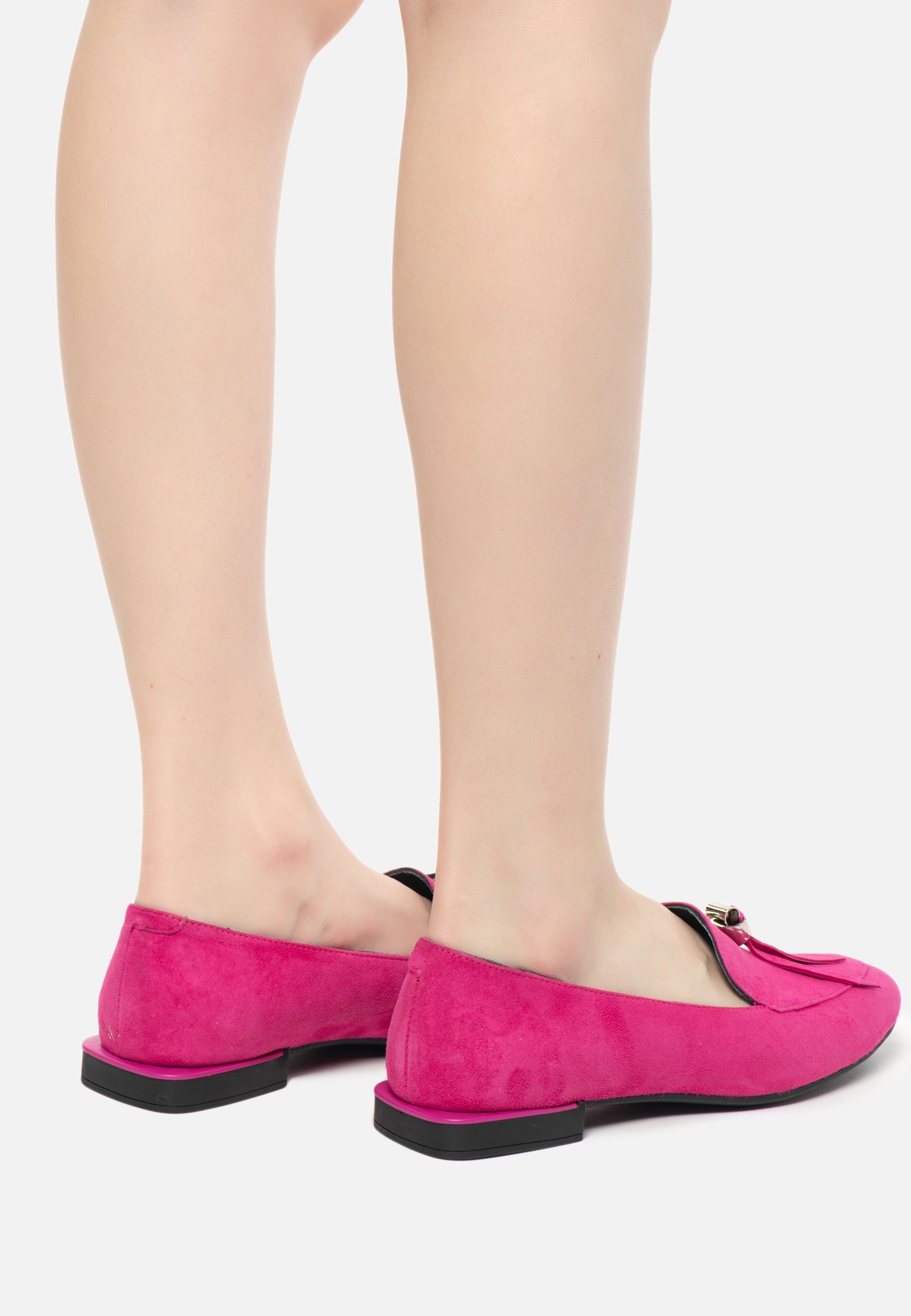 Metal Accent Loafers - Fuchsia