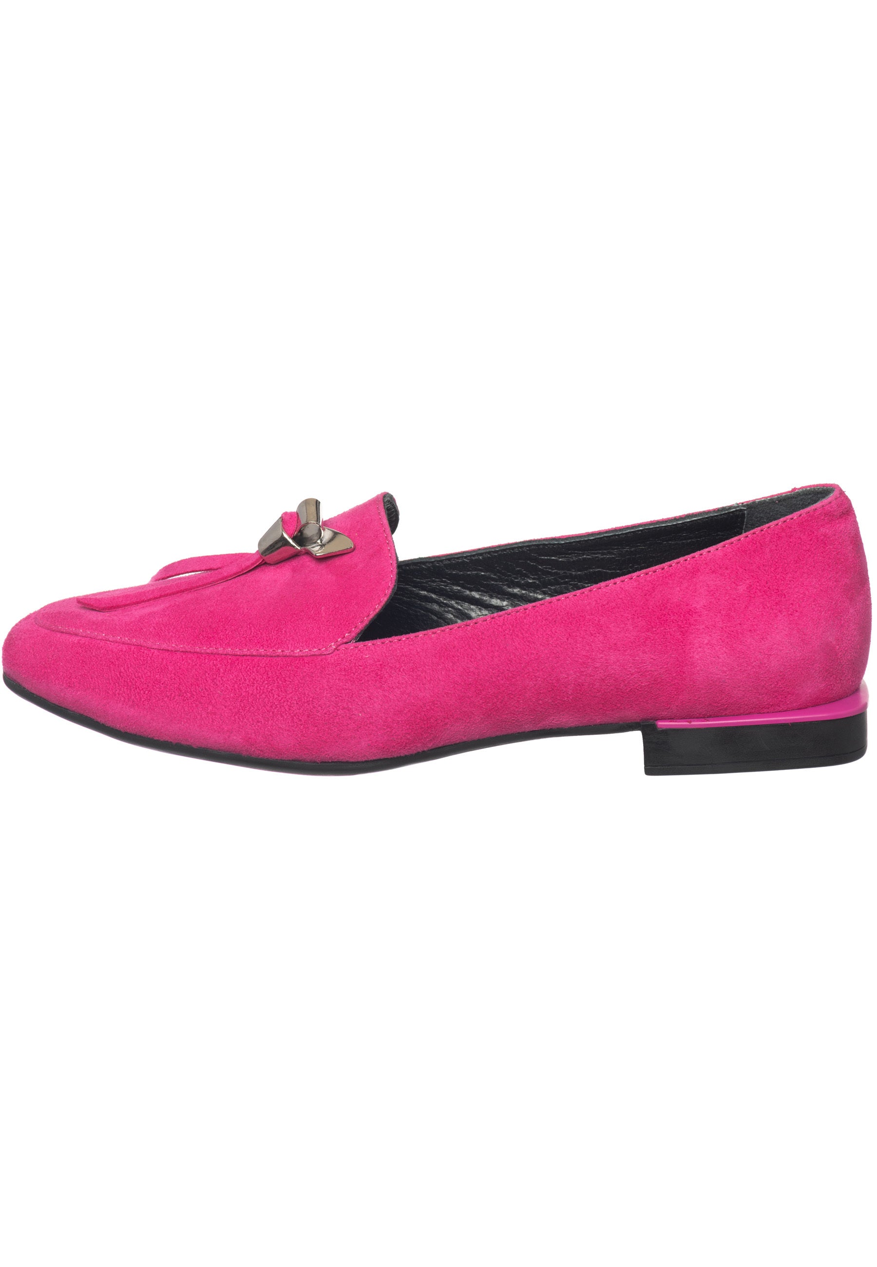 Metal Accent Loafers - Fuchsia