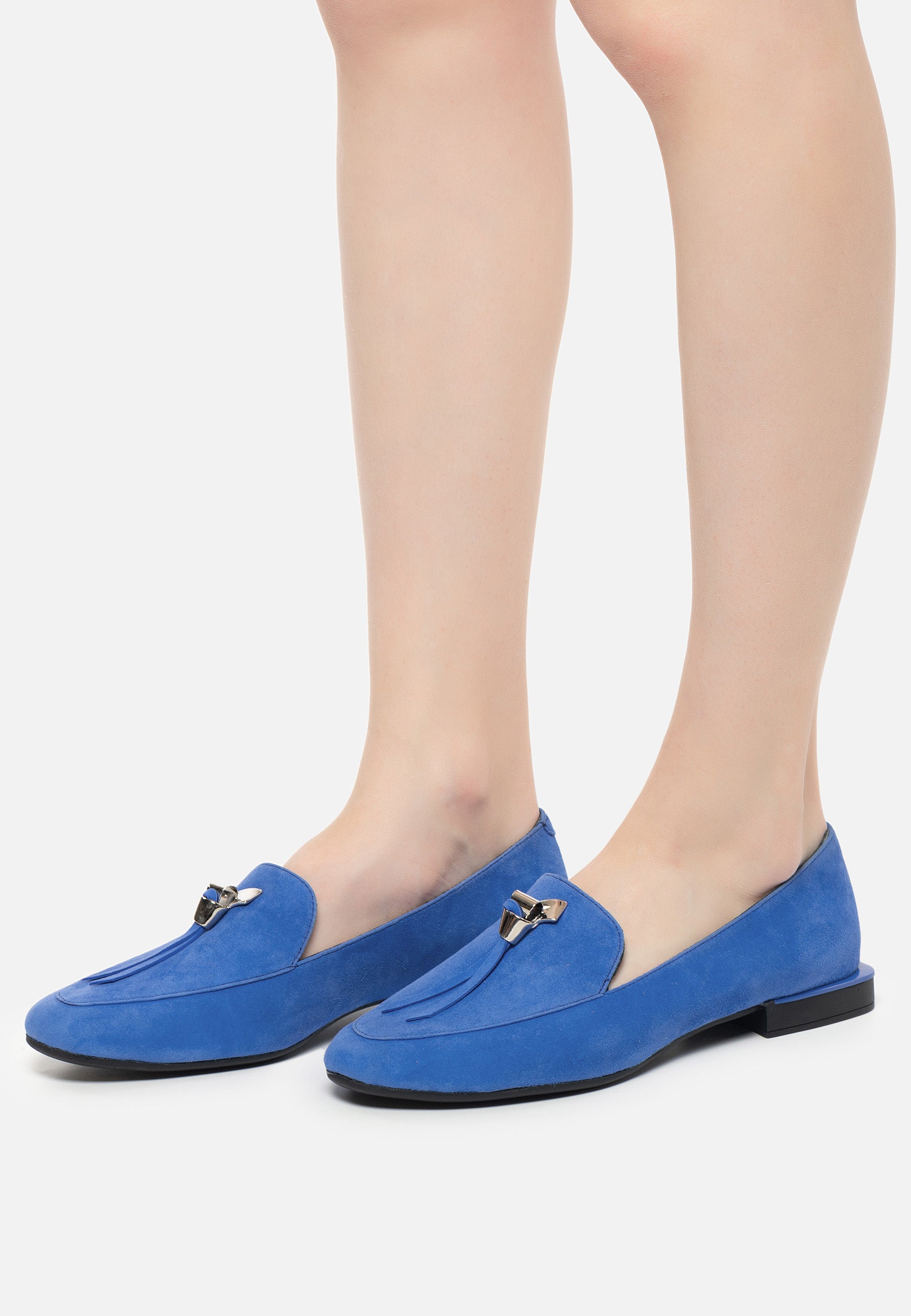 Metal Accent Loafers - Blue