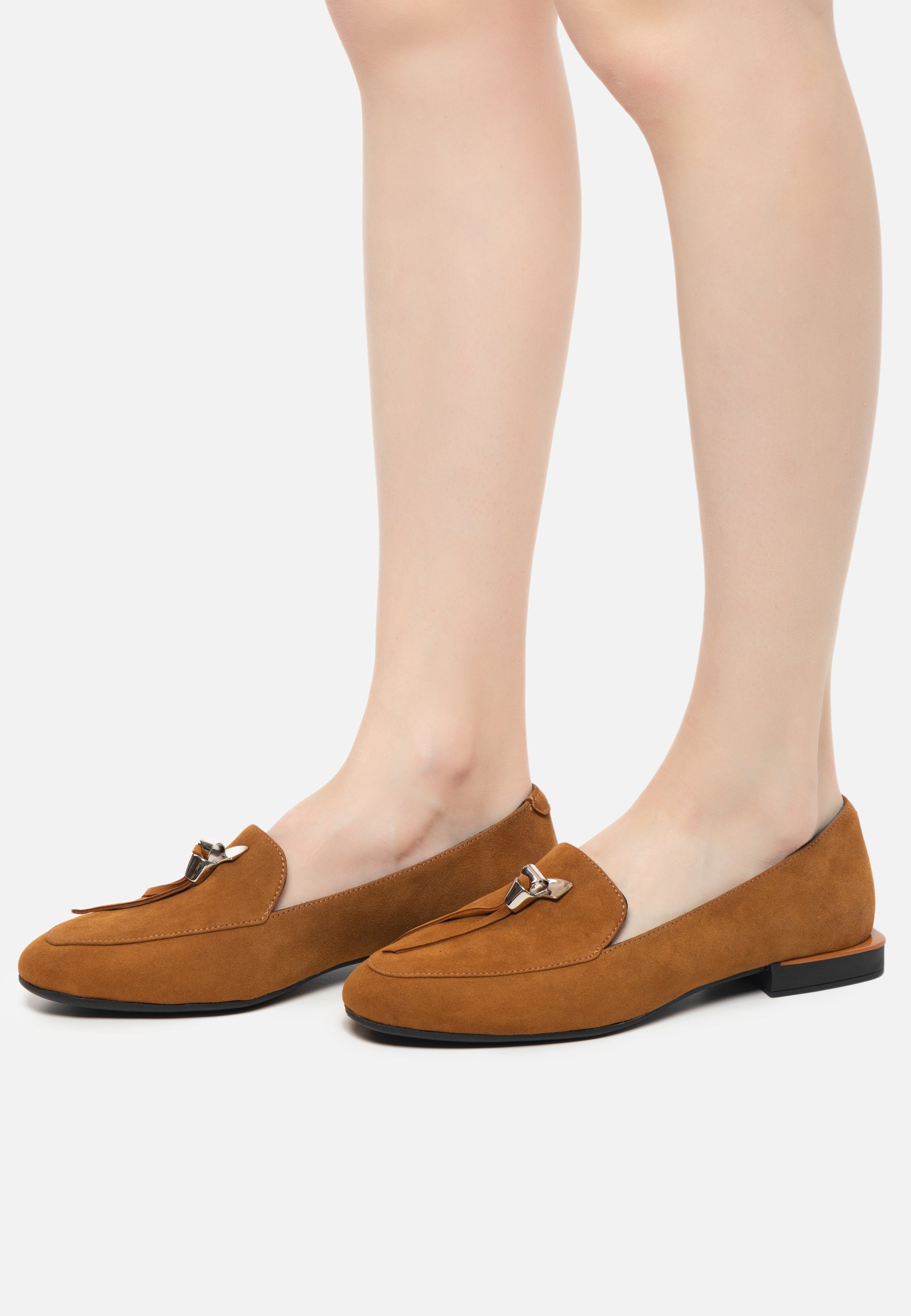 Metal Accent Loafers - Brown