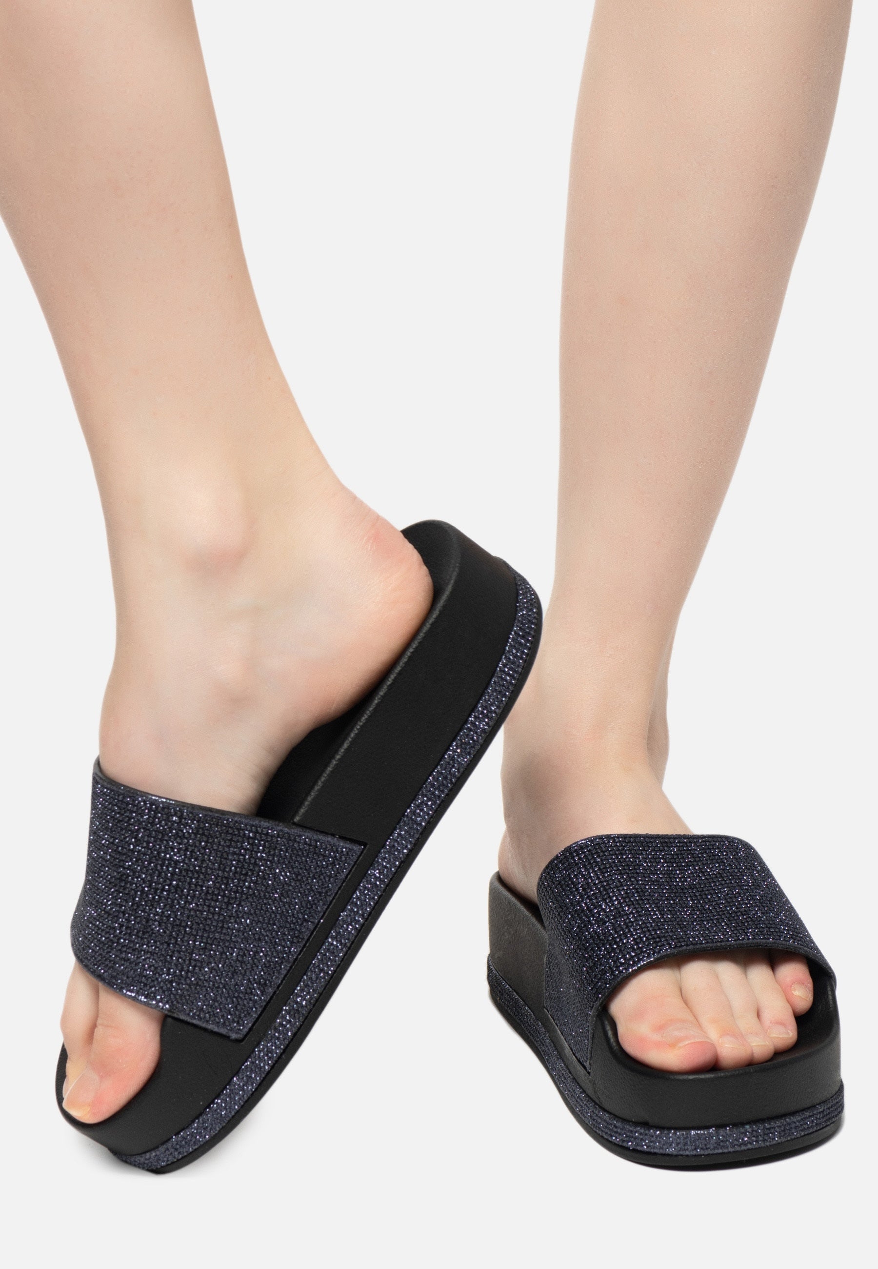 Platform Flip Flops -  Black