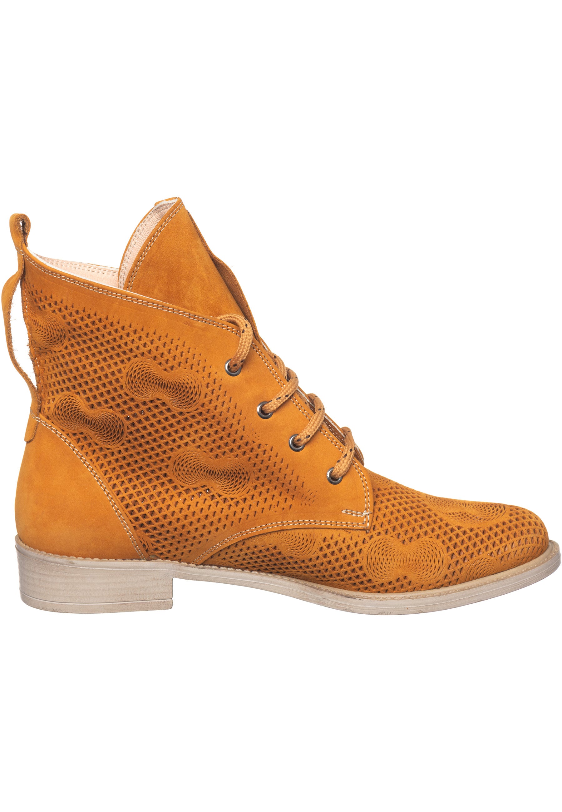 Botines de piel perforada - Naranja