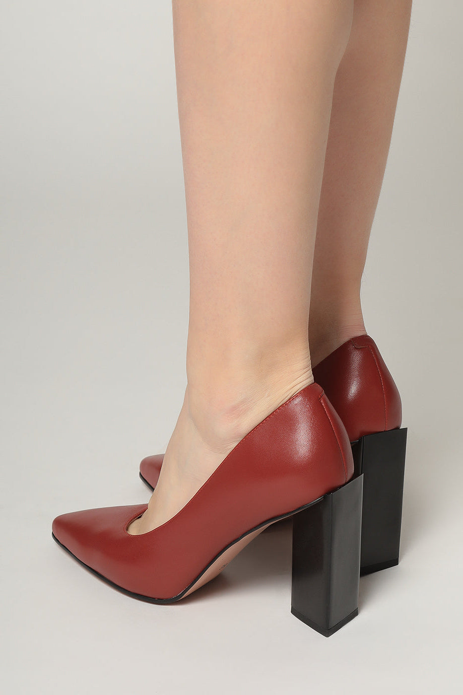 Classic Block Heel Pumps – Red