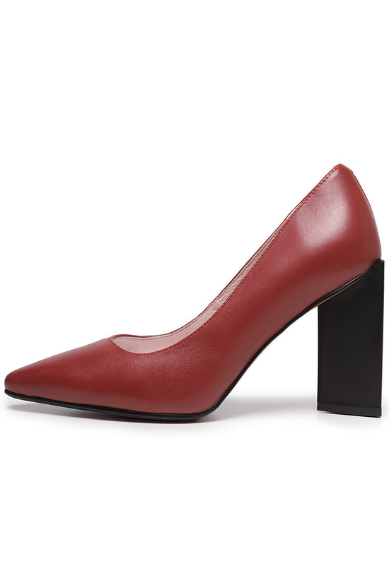 Classic Block Heel Pumps – Red