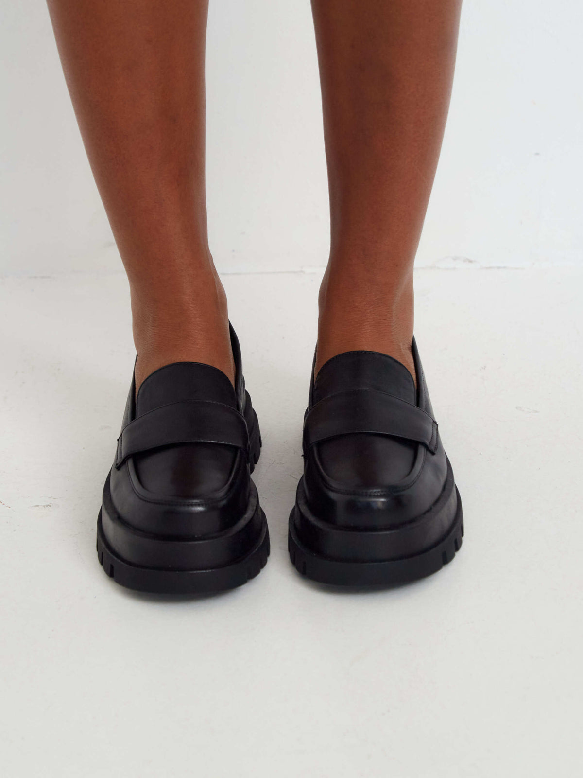 Classic Platform Penny Loafers – Black