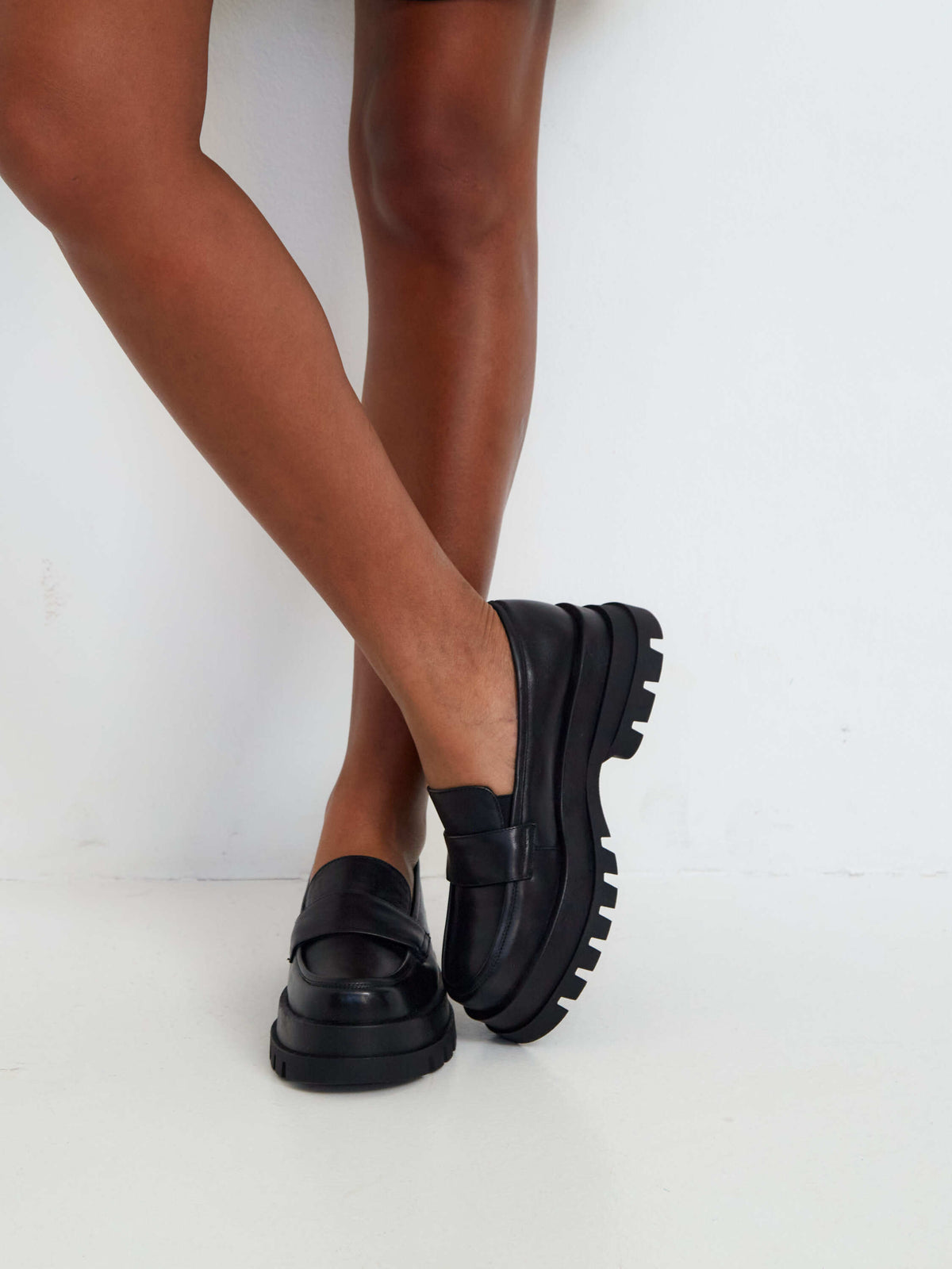 Classic Platform Penny Loafers – Black