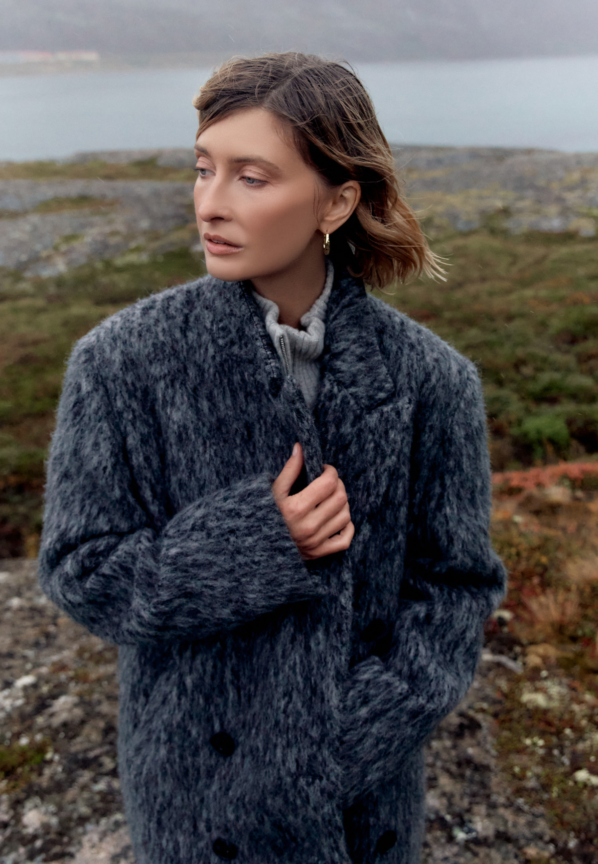 Trendy Oversized Gray Wool Coat Eira