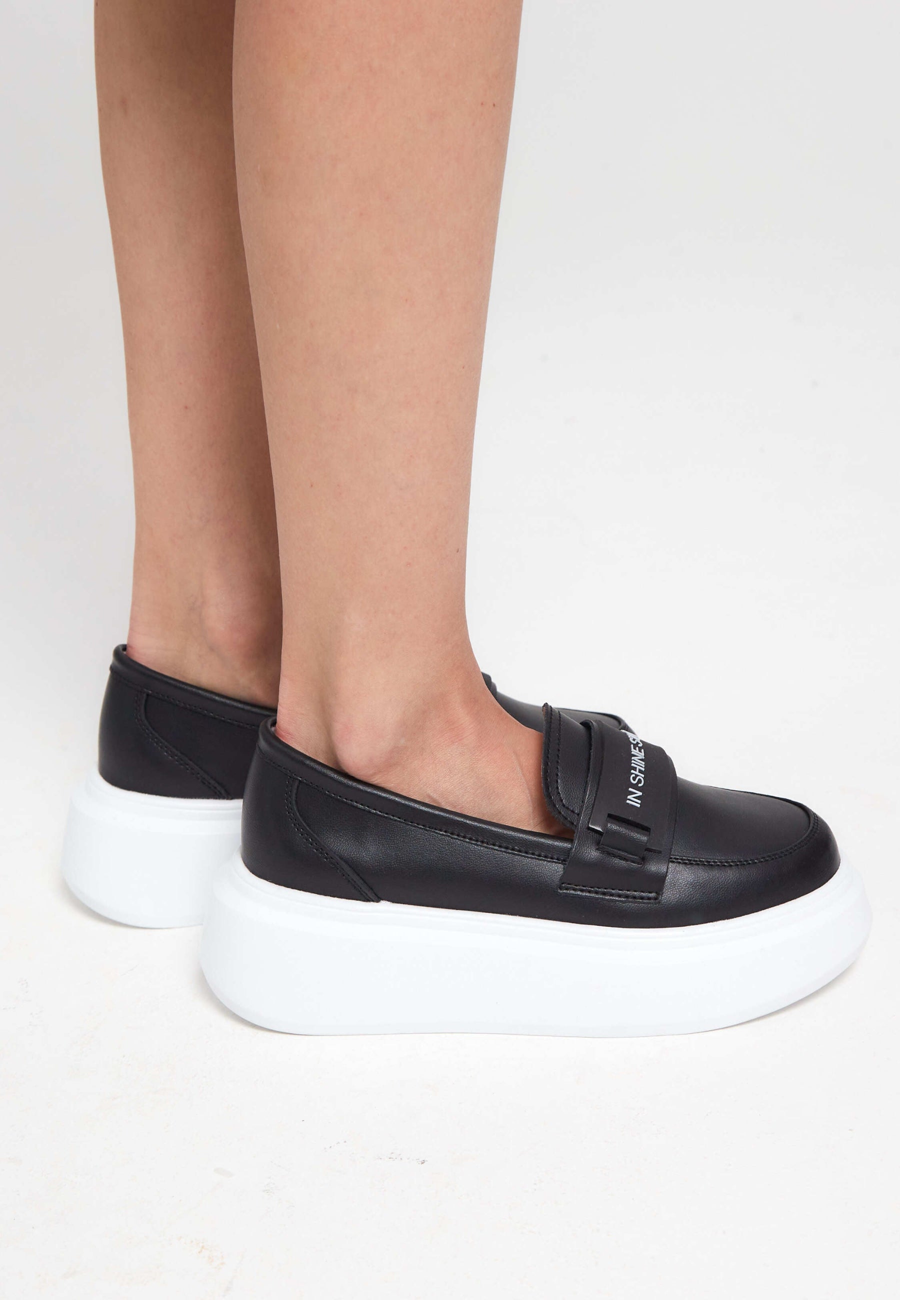 Platform Slip-On Loafers - Black